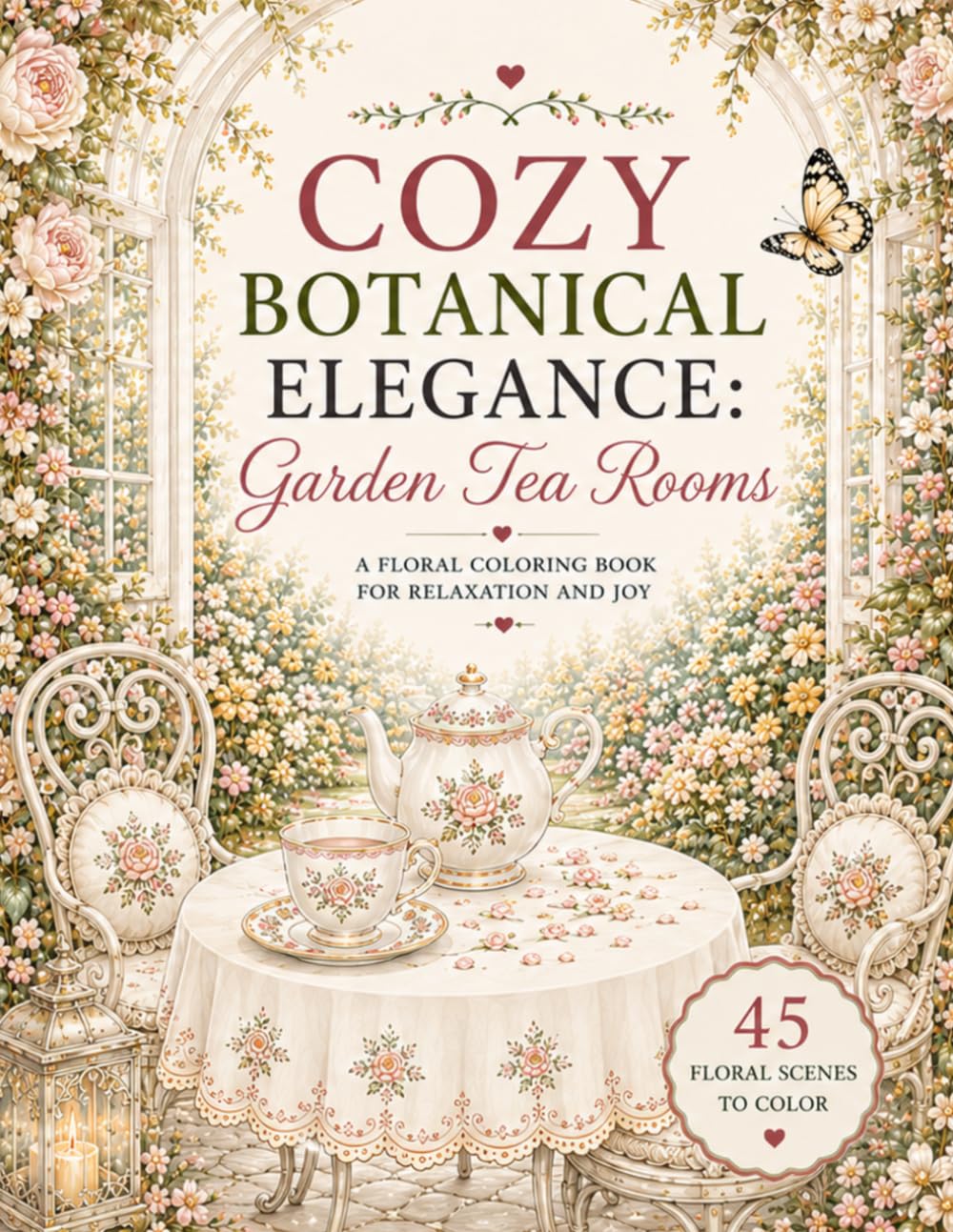Cozy Botanical Elegance: Garden Tea Rooms: A Cozy Botanical Coloring Book for Adults Featuring Elegant Tea Rooms, Floral Corners, Greenhouse Moments, and Relaxing Garden Escapes