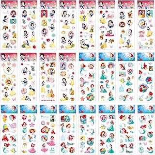 Blanche-Neige Princess Stickers 3D Princess Puffy Ariel Stickers for Children Kawaii Stickers Stickers for Princess Cartoon Princess Cartoon Stickers Cute Personalised Stickers 24 Sheets