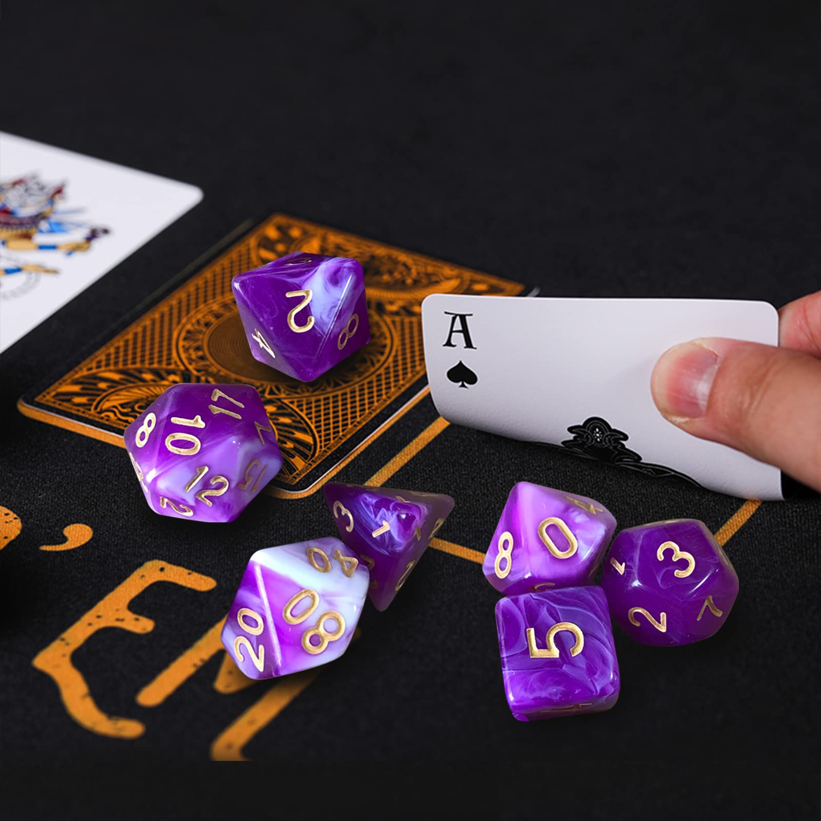 Polyedrische Würfel-Set DND Winter Edition – 7-teilig, Kunstharz – Für Dungeons & Dragons, Pathfinder, RPG