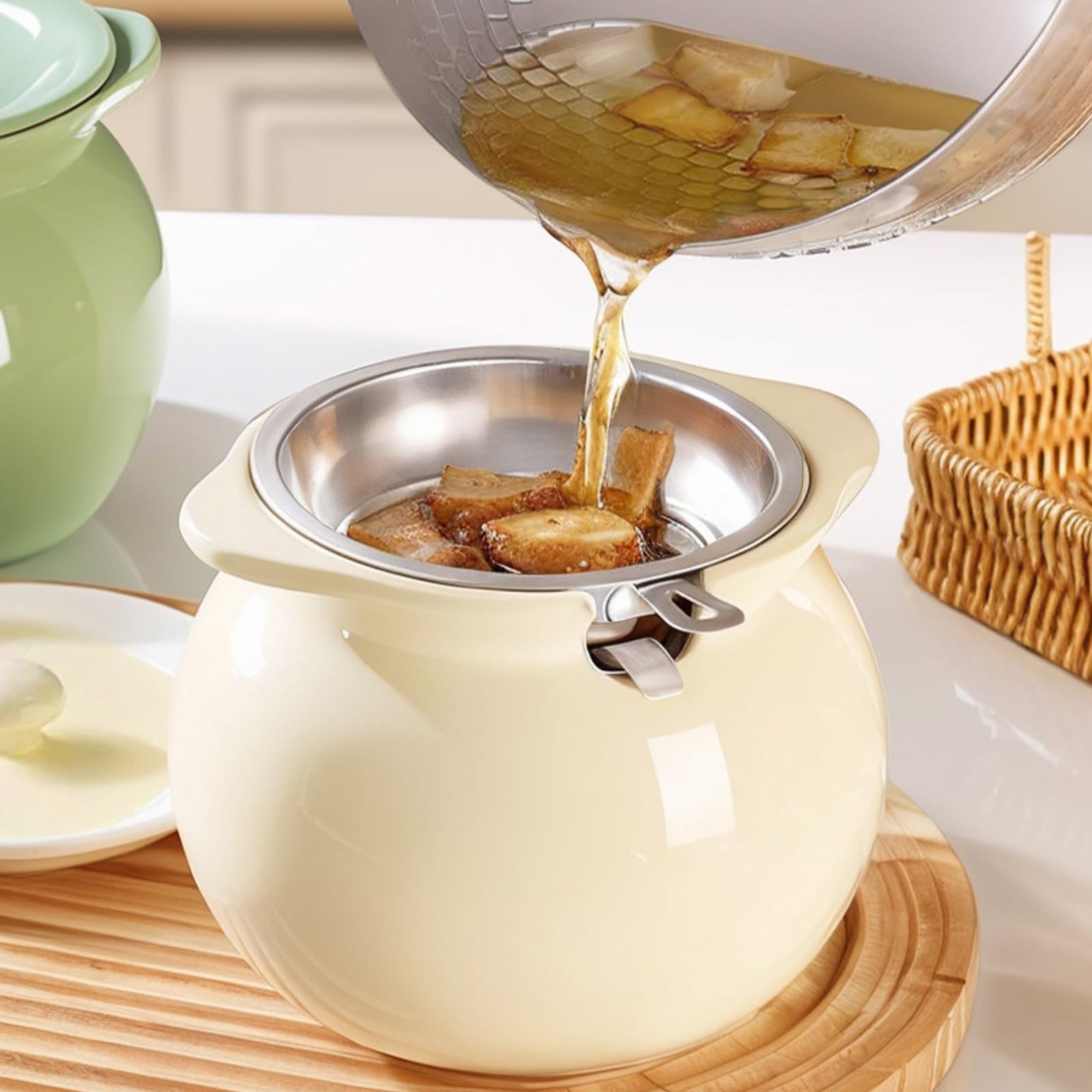 Barattolo con Coperchio, Contenitore per spezie in Ceramica, zuccheriera, Barattolo per Sale in Porcellana e Ceramica, Contenitore per spezie in zuccheriera (Bianco)