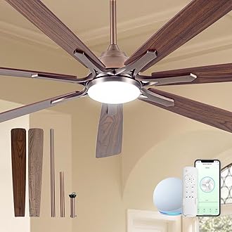 84" Oil Rubbed Bronze Smart Ceiling Fan with Lights via WIFI Alexa,6-Speeds Quiet DC Motor,Dimmable,Outdoor Antique Bronze Large ceiling fan for Big Living Room,Patio,Dual Finish 7 Blades
