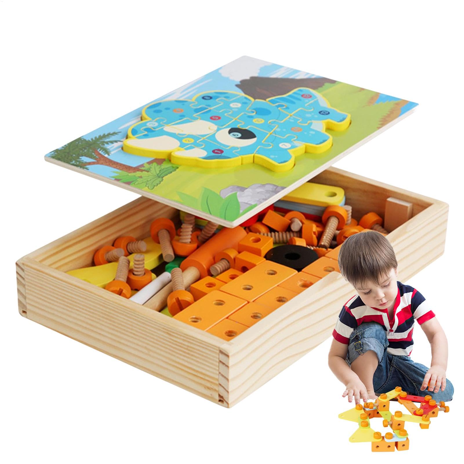 Set Da Carpentiere Per Bambini Interattivi Educativi In Legno Puzzle STEM