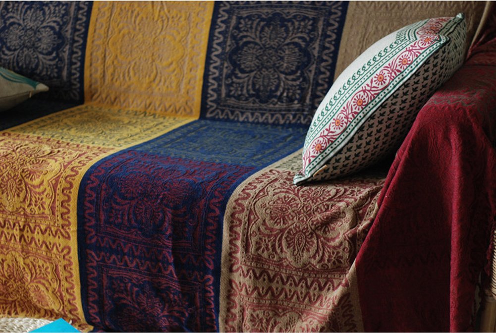 Coperta In Ciniglia Jacquard Con Nappe – Copridivano E Copriletto 150x190 Cm, Morbida E Decorativa, Stile Tribale - 4