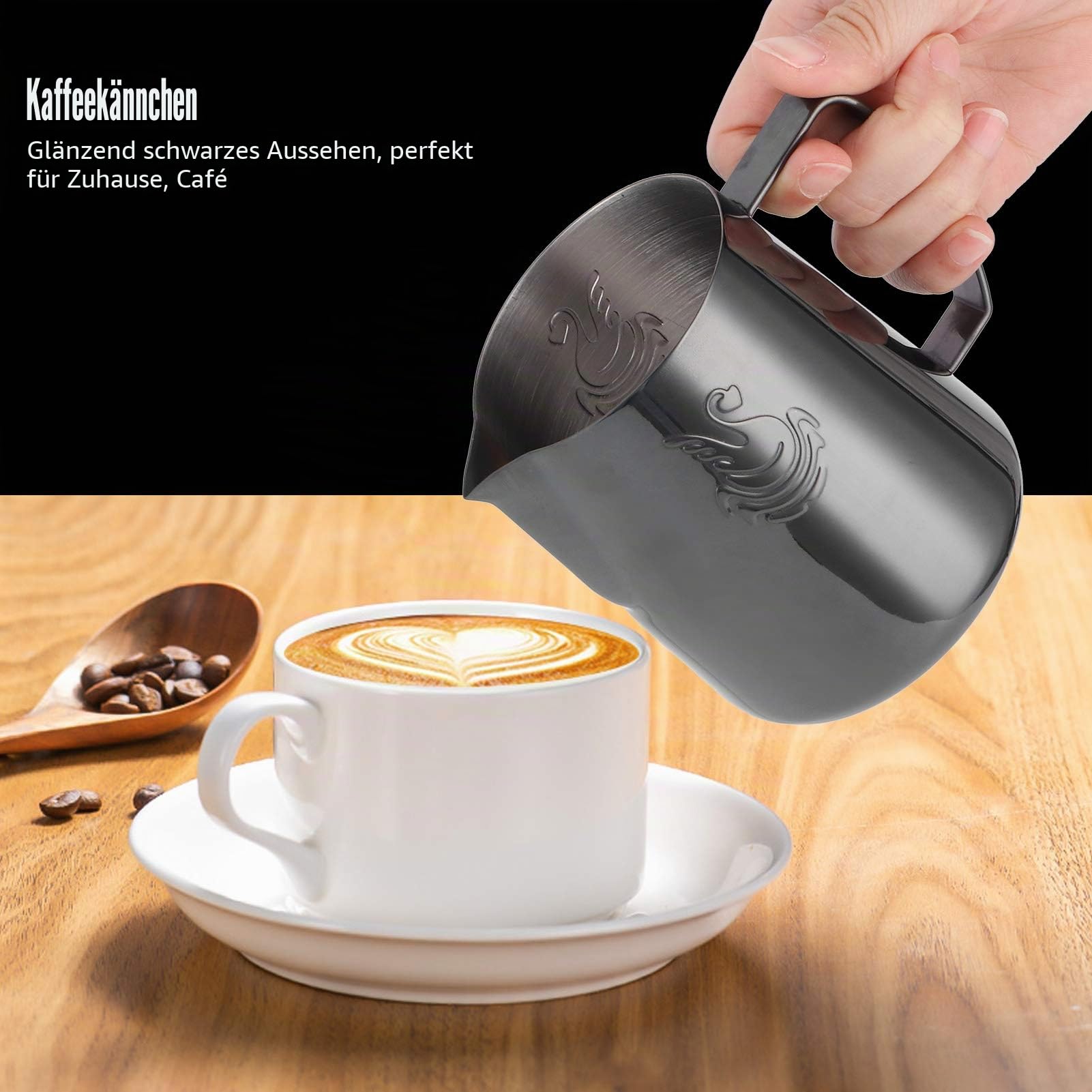 400ml Milchschaumkrug, Edelstahl Barista Milchkännchen Milchbecher Krugbecher Becher für Barista Steam Cappuccino Latte Art