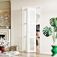 Vista 11 de BARNER HOME Puerta plegable, para abertura de 24"×80", panel plegable de puerta de 3 hojas de vidrio templado esmerilado con kit de herrajes