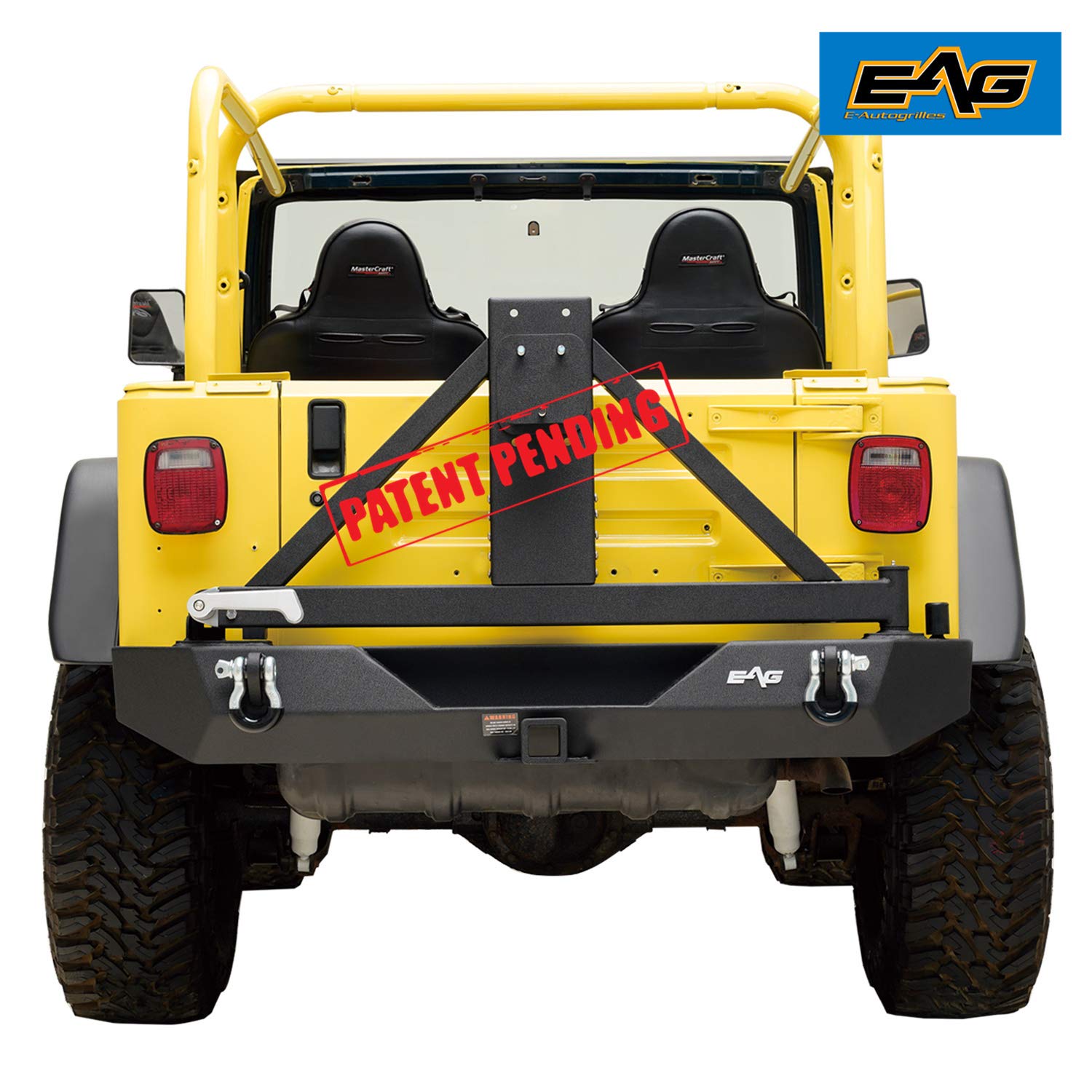 Buy EAG TJ YJ Steel Rear Bumper with Tire Carrier & Hitch Receiver & D