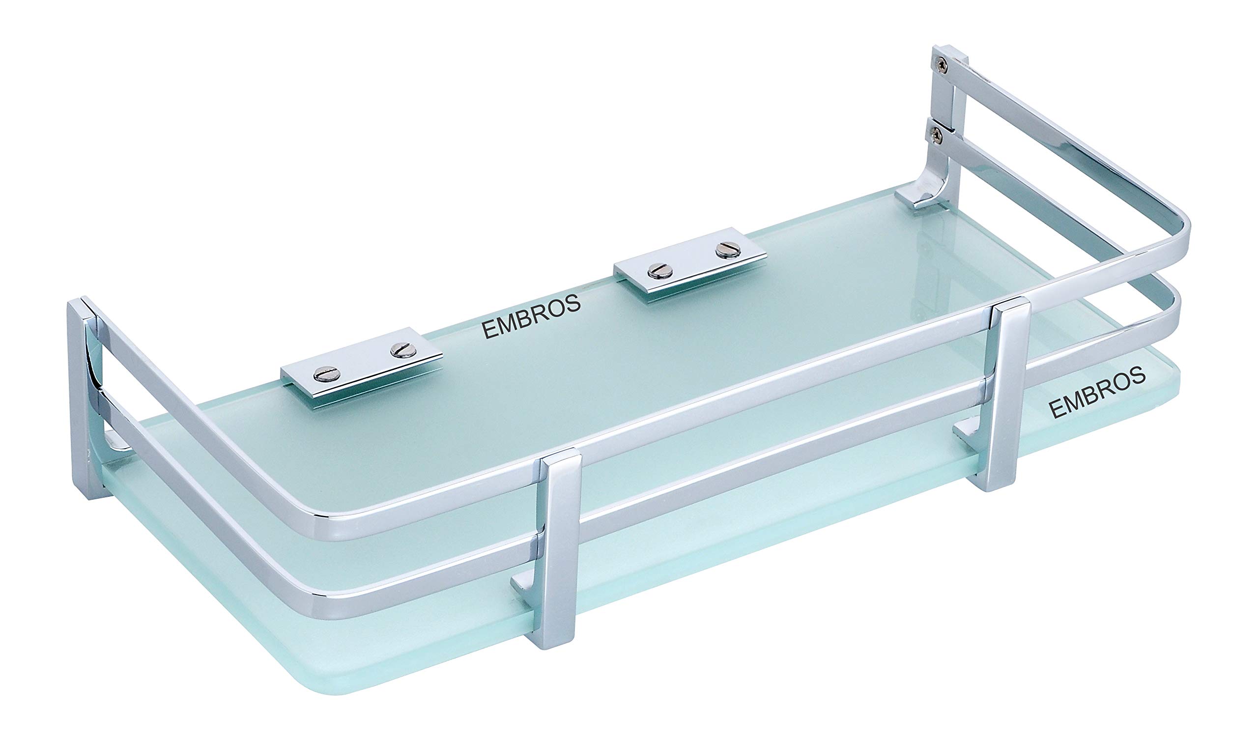 EMBROS Premium Brass Front Bathroom/Kitchen Elite Glass Shelf (Silver, 6 x 12) (B07MKZZRXN) Amazon Price History, Amazon Price Tracker
