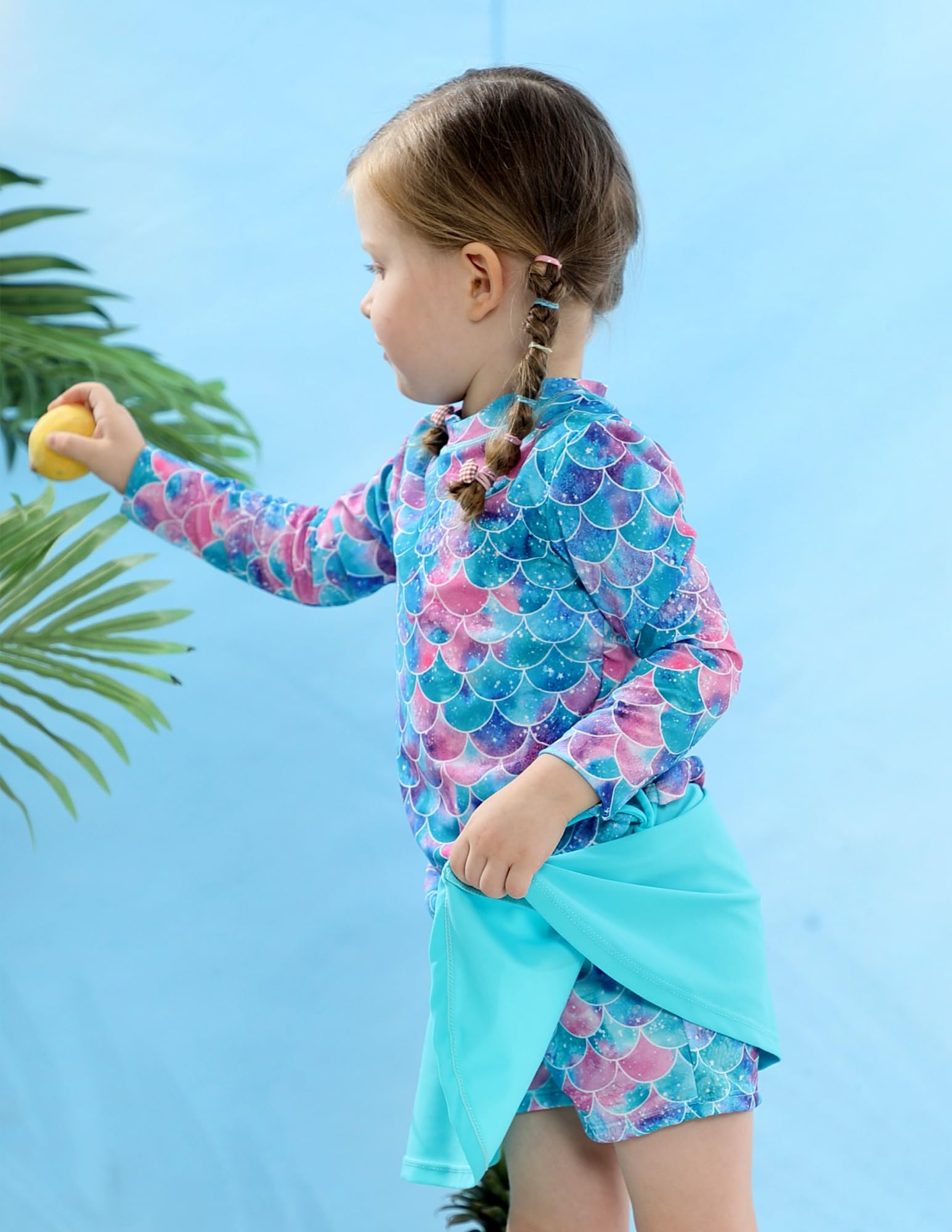 swimsobo Girls Rash Guard Two Pieces Bathing Suit Long Sleeve Swimsuit