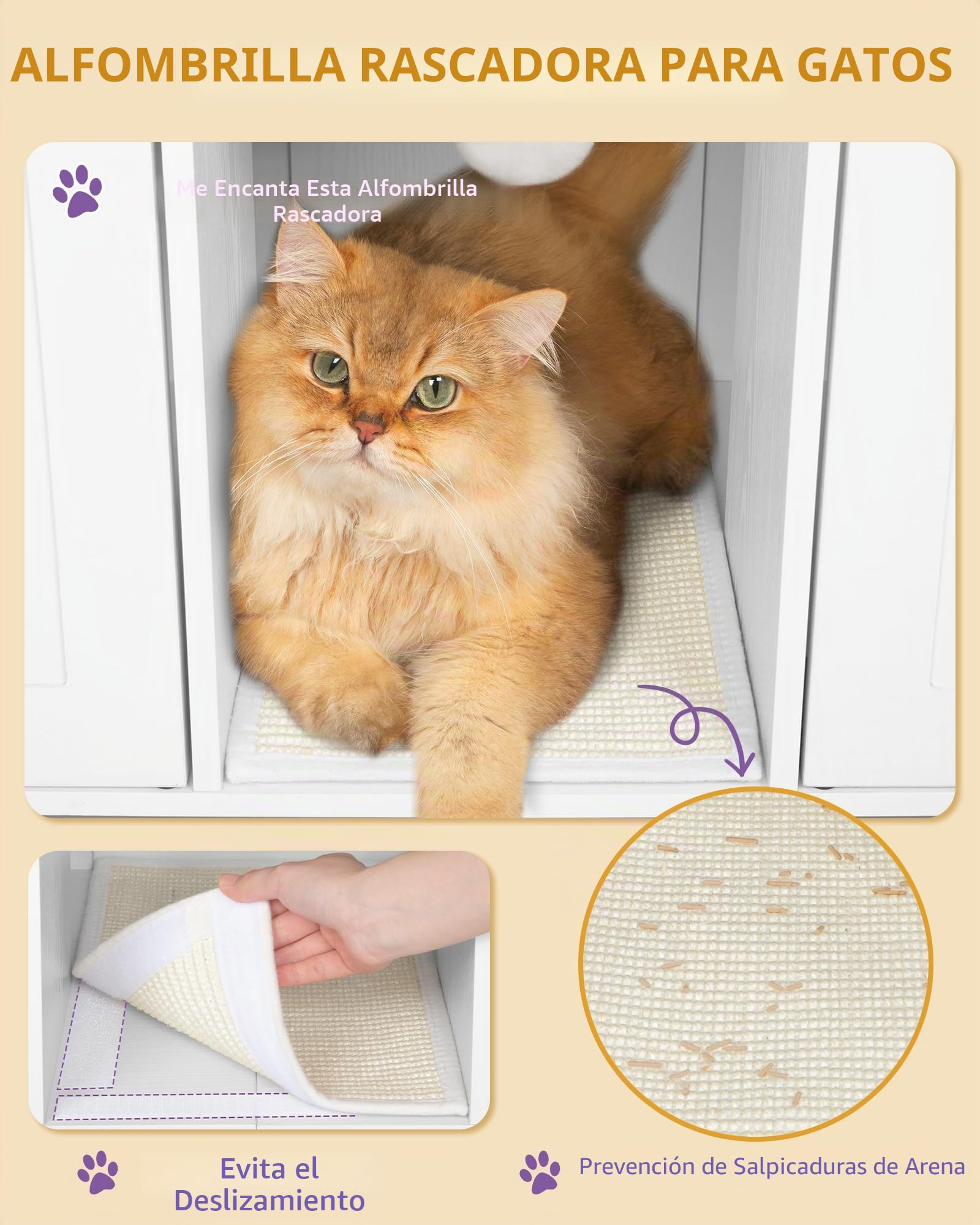 Hzuaneri Mueble Arenero Gato, Oculto para Arenero con Espacio de Almacenamiento, Bola para Gatos, Mueble de TV o Armario de Almacenamiento, 140 x 48 x 62 cm, Blanco-Oro CB86513A