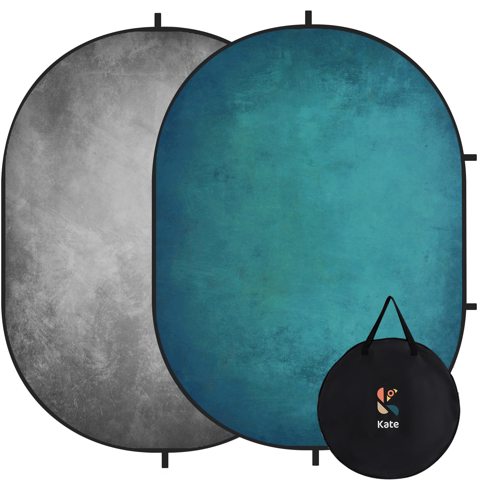 Kate Collapsible Backdrop Pop Up Photo Backdops Grey Foldable Background for Headshot, for Portrait Photography, for Video, 5x6.5ft