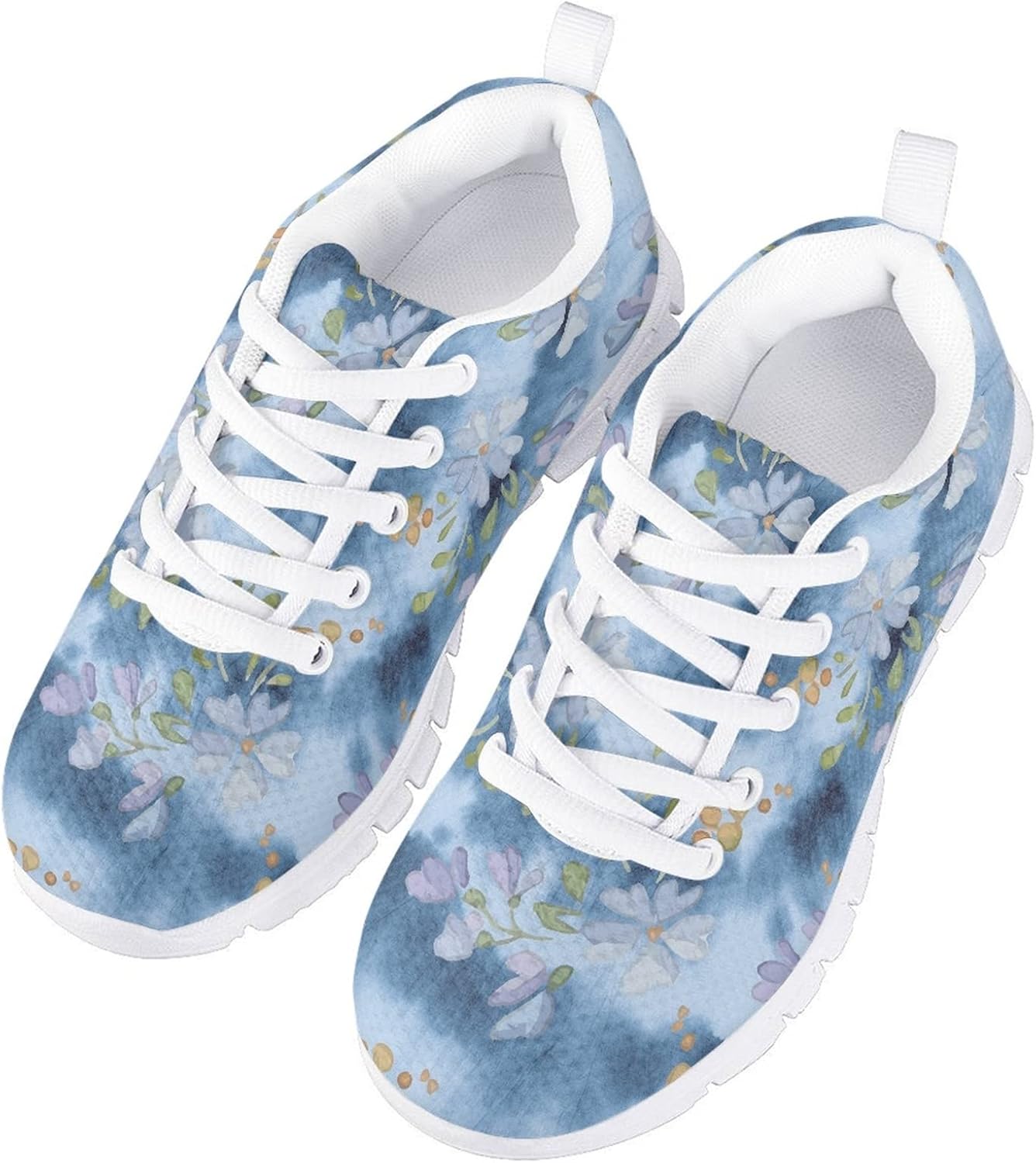Girls Cute Tennis Shoes Kids Breathable Mesh Running Sneakers Casual Print Lace Up Soft Walking Shoes