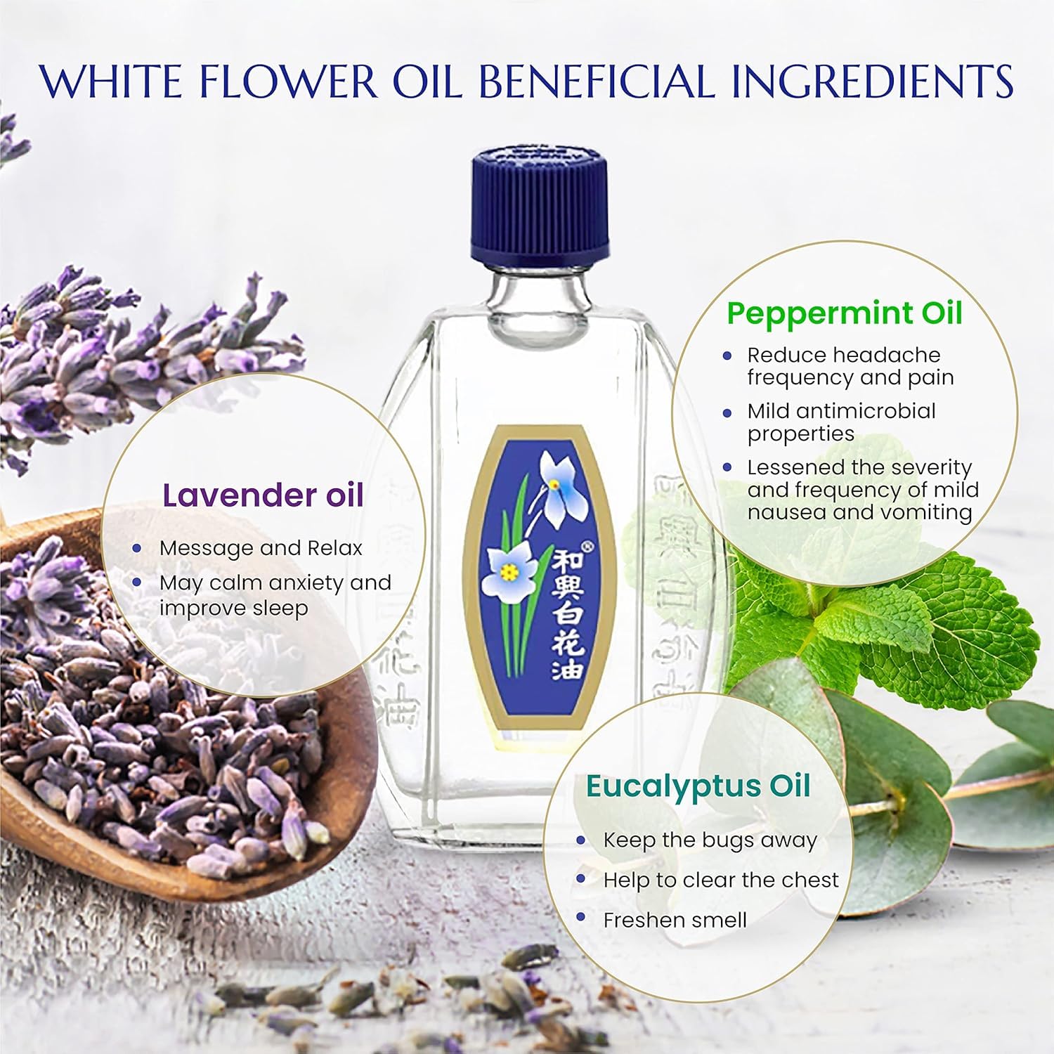 Aceite de masaje de flor blanca Hoe Hin 20 ml - Aceite corporal relajante tradicional - Tratamiento de masaje aromático asiático