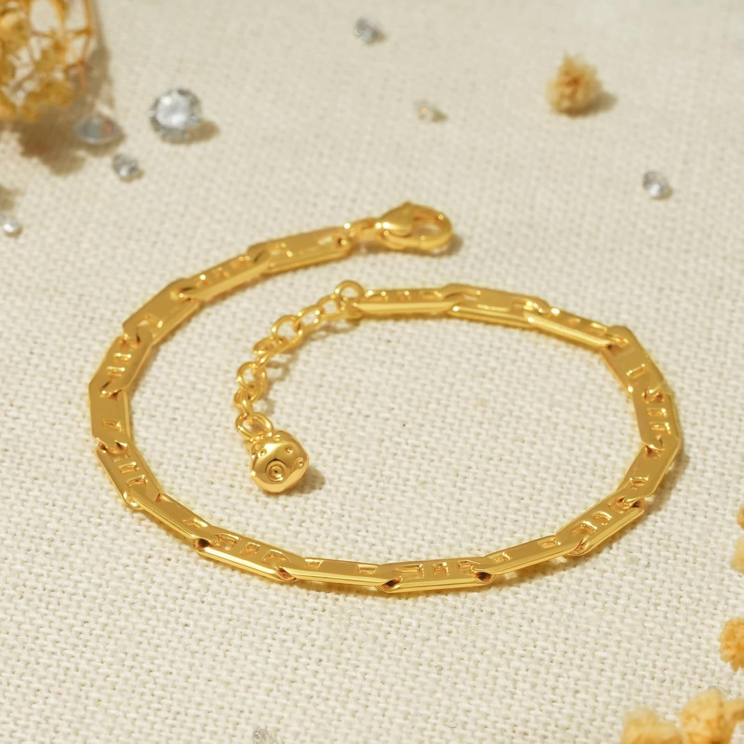 BENEIGE Women Bracelet 14K Gold Plated Paperclip Satellite Bead Ball Oval Cuba Cable Box Chain Daily Charm Layered Link Silver Bracelets Adjustable Jewelry - Image 5