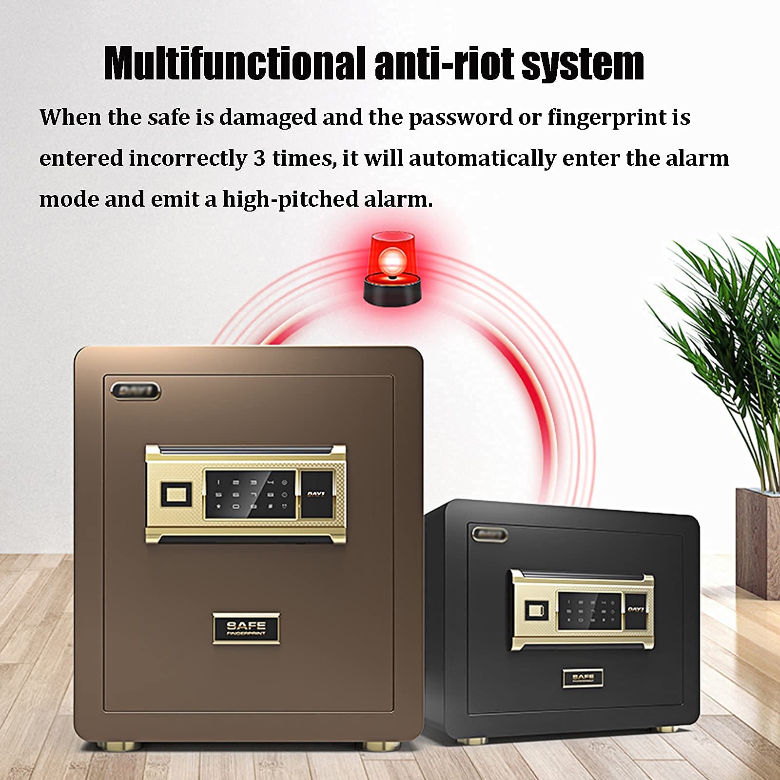 CLSDRZC Armadietto Digitale di Sicurezza Impermeabile ignifugo Armadietto con Serratura a codice elettronico per Uso Domestico Resistente al Fuoco e antifurto in Acciaio Resistente, con Allarme