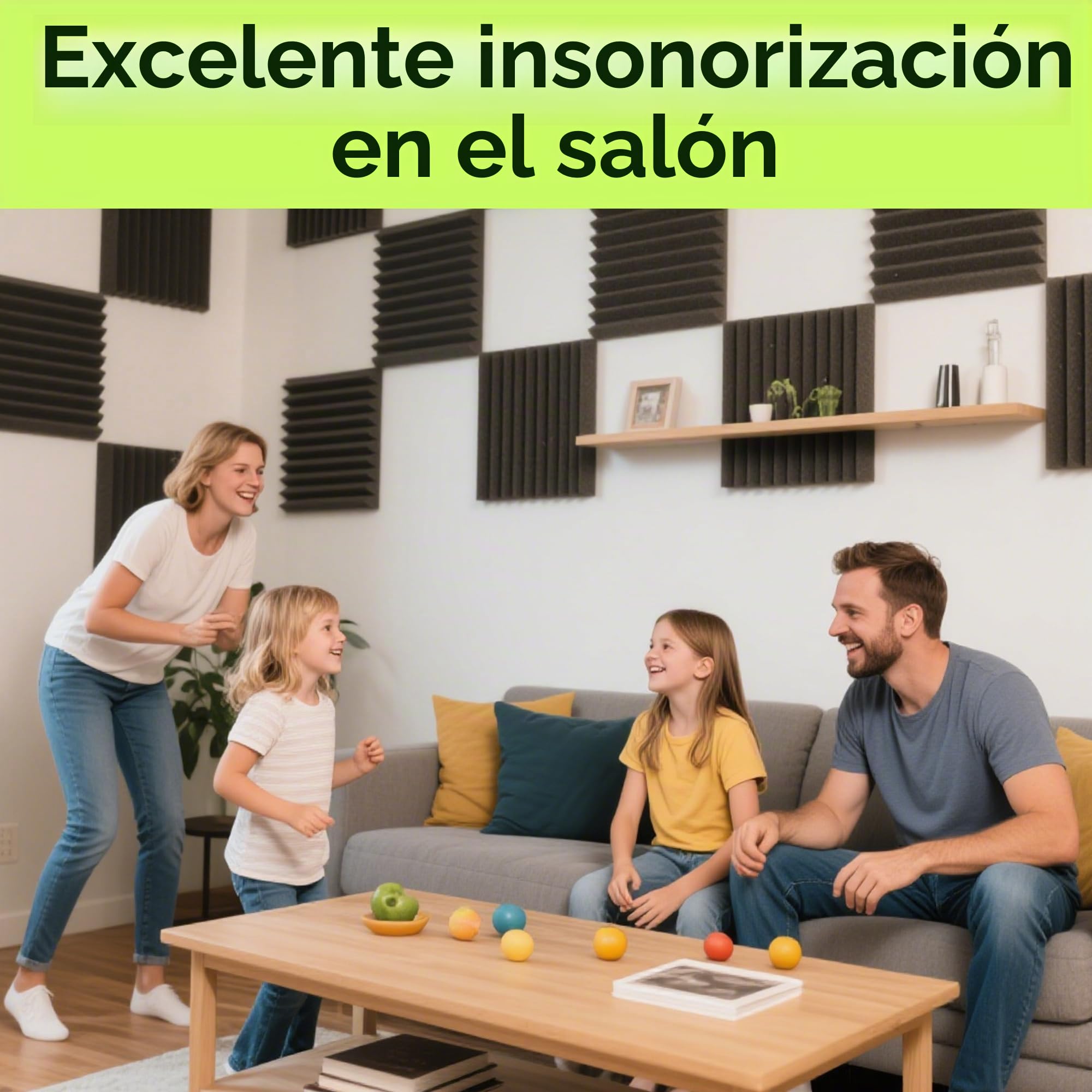 Foneso Espuma Acústica, 30x30x5 cm (Densidad: 25 kg/m³) pared Absorbente de Sonido de alta Densidad 3D, Materiales de Aislamiento Acústico para Salas de Grabación y Oficinas (Negro, 48 Piezas)