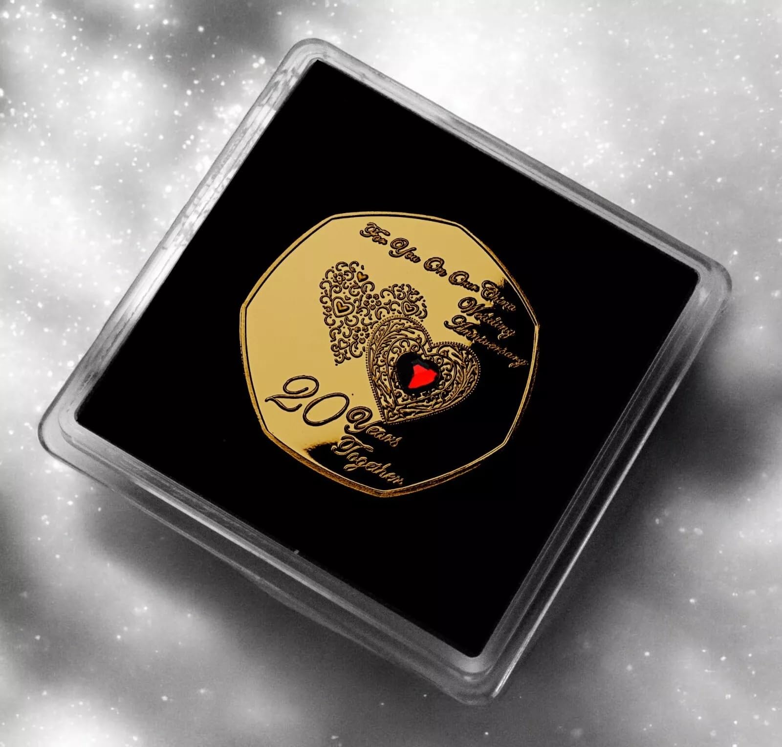 The Commemorative Coin Company Gold On Our 20Th China Wedding Anniversary 24Ct Commemorative. Gemstone. Gift Case. Husband/Wife/Couple 20 Years Together Gift/Present/Token