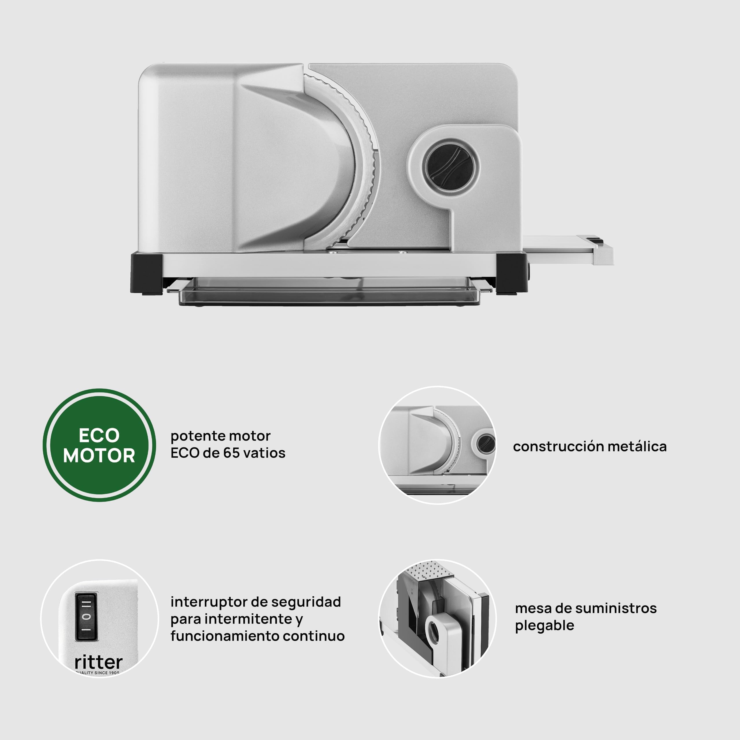 ritter icaro 5 Cortadora Eléctrica Plegable y Rebanadora de Pan de Metal