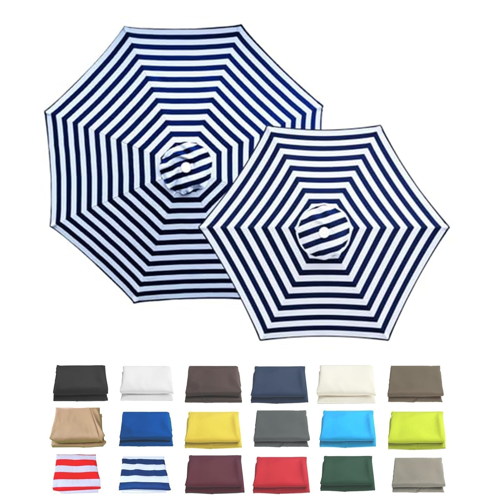 Giardino Copertura Tessuto di Ricambio, Copertura Ombrellone Patio Copertura Rechange Tessuto per Parasole Blue White 13ft(4.0m)/8ribs