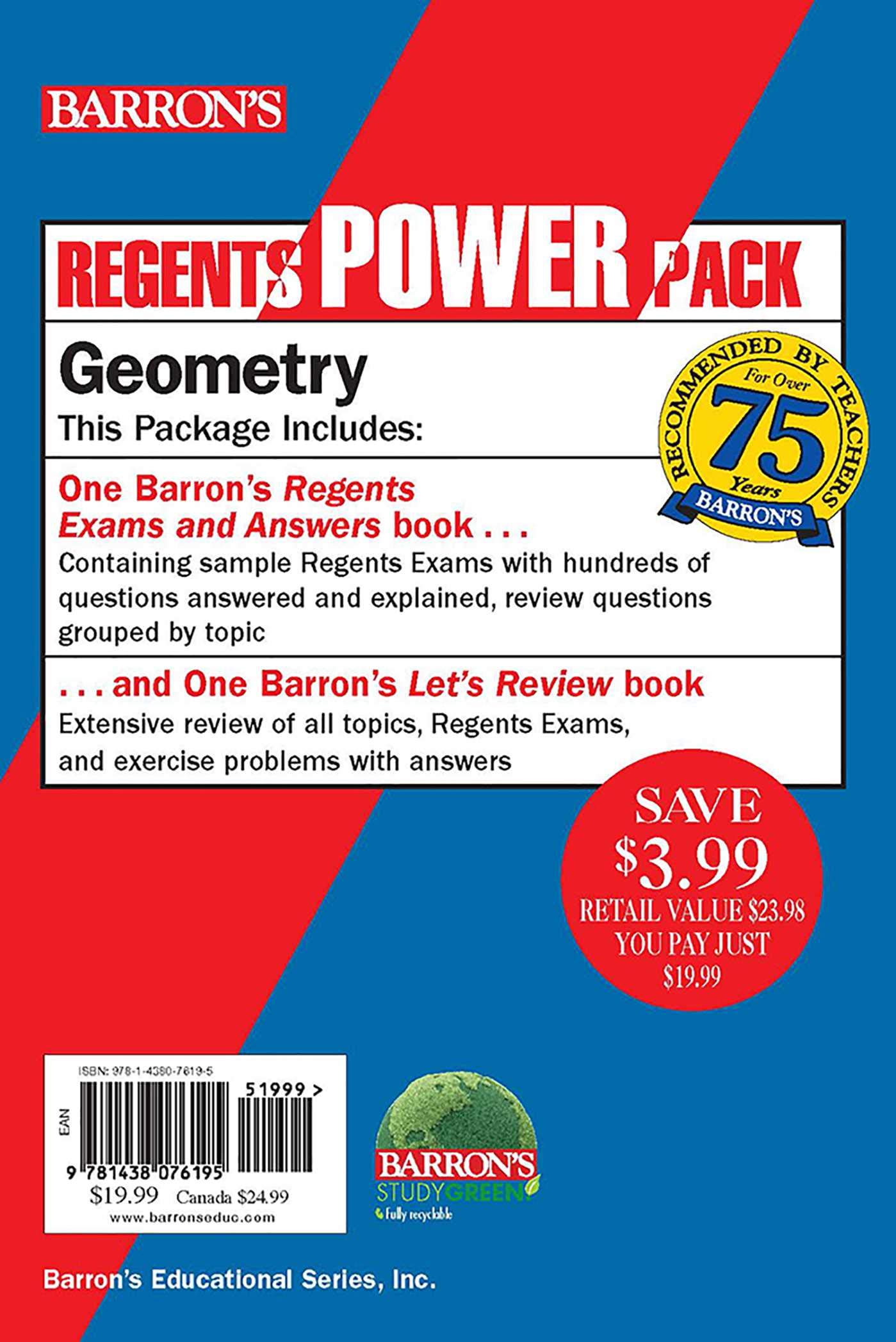 Regents Geometry Power Pack: Let's Review Geometry + Regents Exams and Answers: Geometry (Barron's Regents NY)