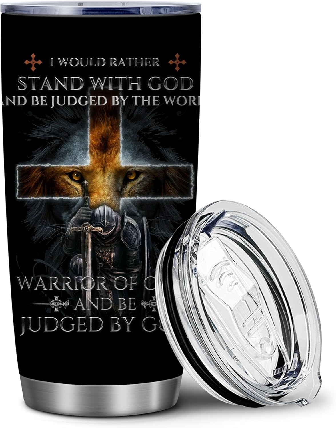 Christian Gifts Flask Warrior of God Faith 20oz Insulated Travel Mugs Stainless Steel Vacuum Tumbler with Lid Special Christmas Gifts for Men（Pack of 1） - Image 2