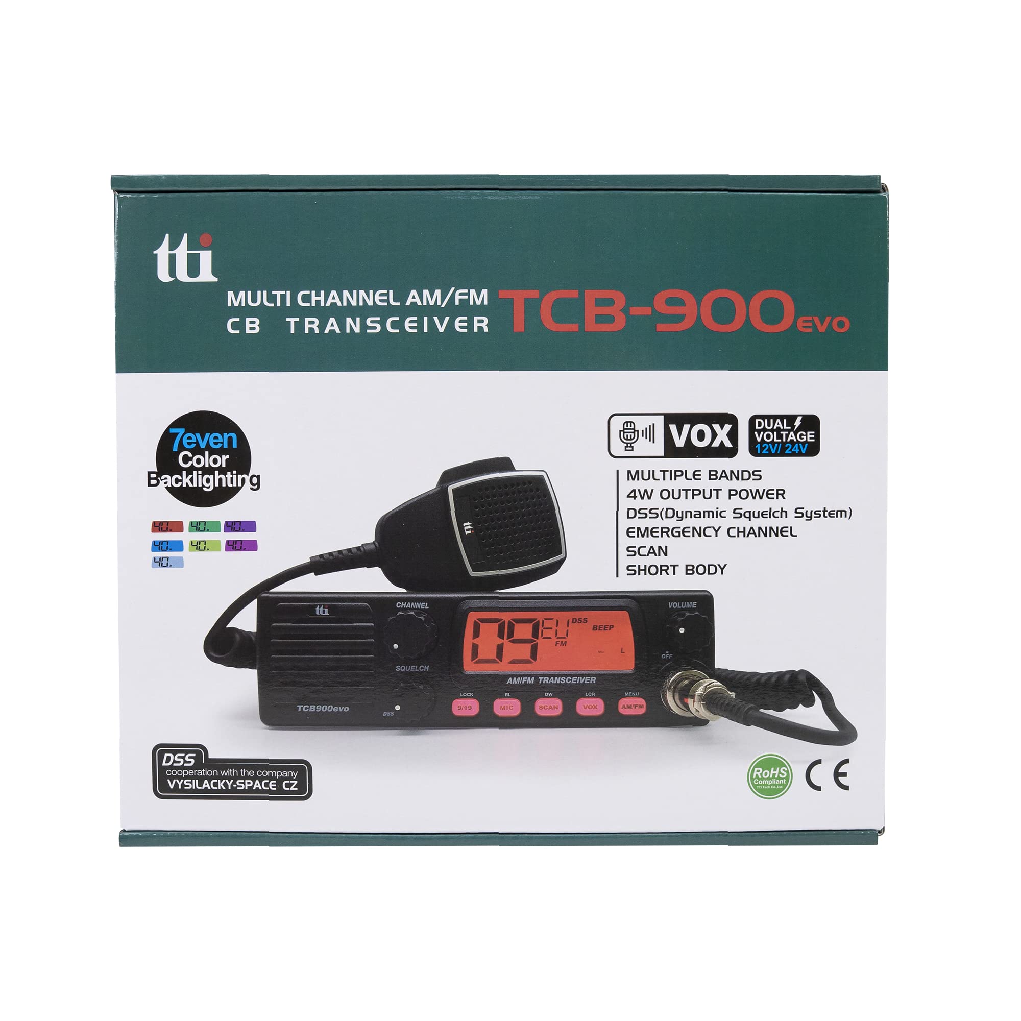 Station de Radio CB TTi TCB-900 Evo, DSS, SQ, Dual Watch, Mic