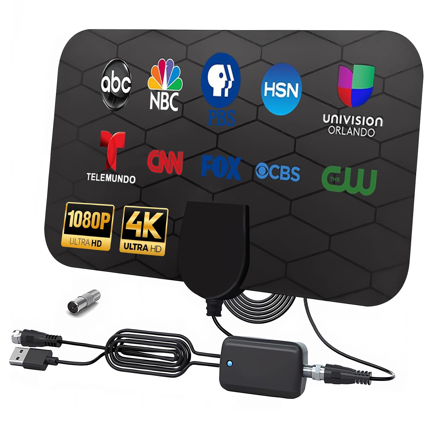 Photo 1 of TV Antenna, Digital Antenna for Smart TV Indoor, 2026 Portable HD Antenna Support 4K 1080p for Local Channels, 360° Long Range Reception with Smart Switch Amplifier Signal Booster for Old/HD TVs