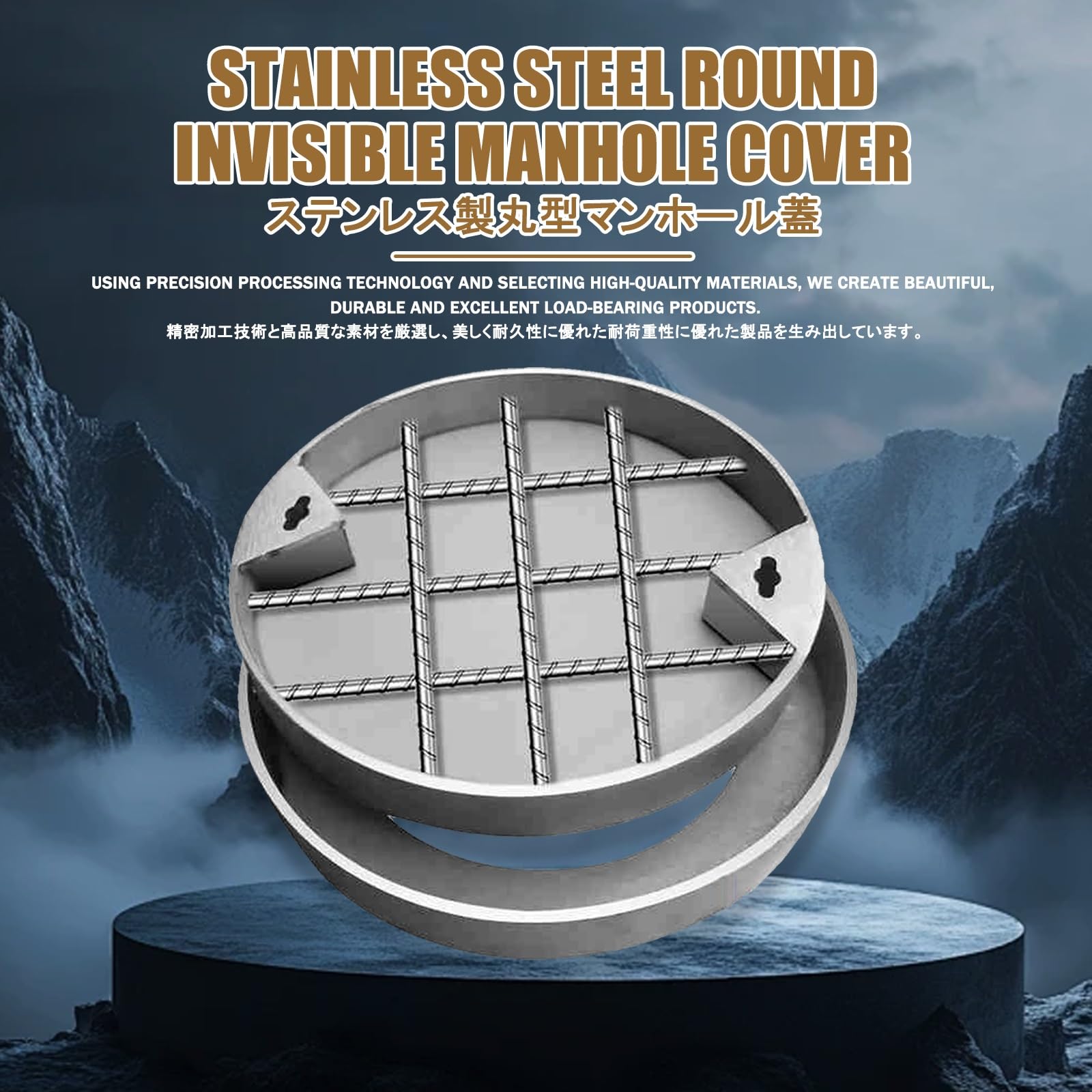 Coperchio incassato sigillato per pozzetto, Chiusino e telaio quadrato in acciaio inox 304 da 30x30 a 80x80 cm(30 * 30 * 5cm/11.8 * 11.8 * 2in)
