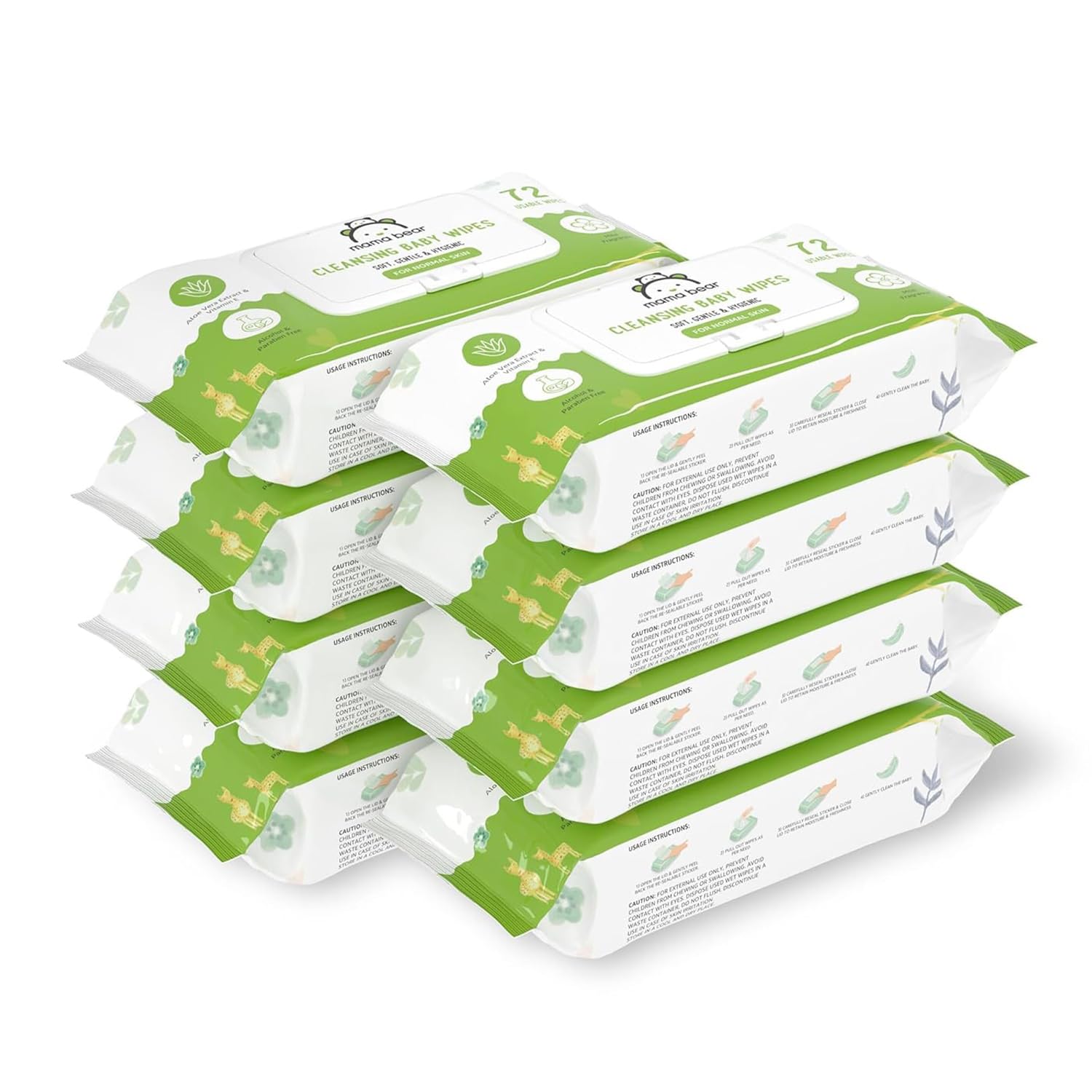 Mama Bear Wet Wipes (Pack of 8, 72 Sheets per Pack)-image-7