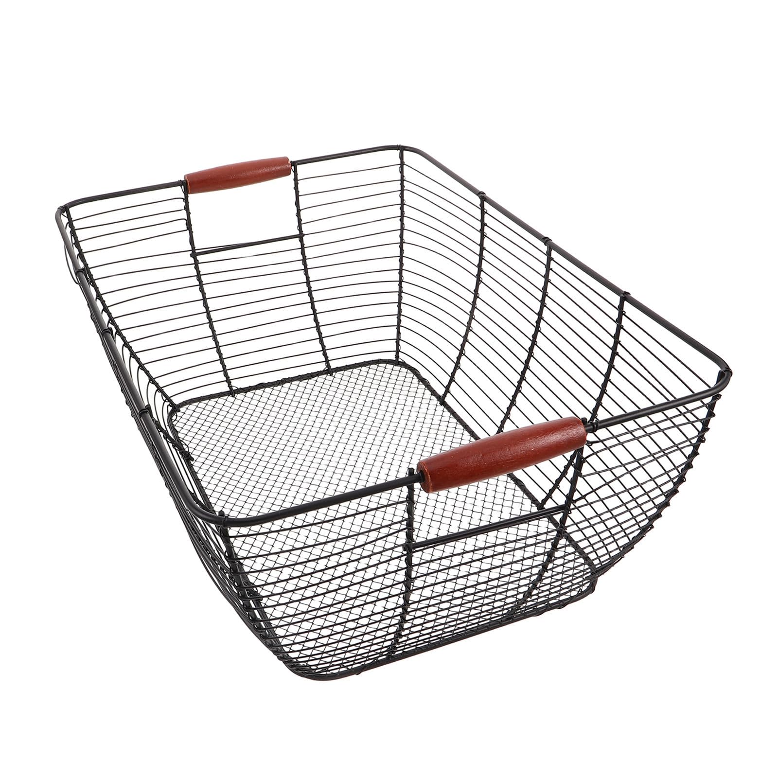 Cesta de hierro con asa de madera Toddmomy, organizador rectangular de cocina 41cm