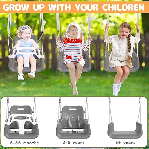 Miniatura 7 de Toddler Swing, 3-in-1 Swing Sets for Backyard, Baby Swing OutdoorIndoor, Toddler Swing Set Suitable for Aged 6 Months to 10 Years Old