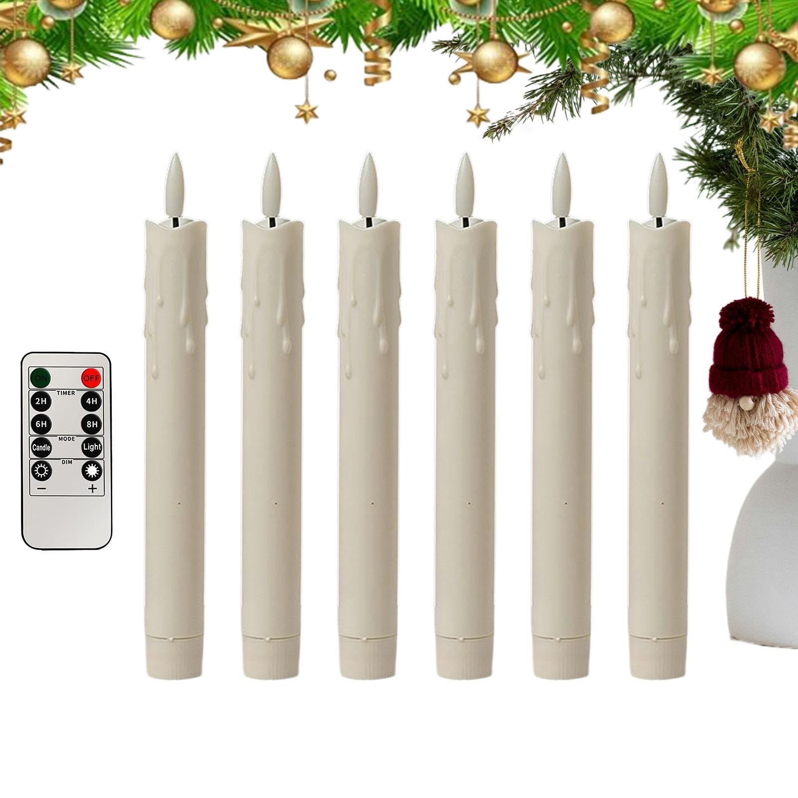 Velas LED de 6 piezas parpadeantes largas artificiales con control remoto para interior 8
