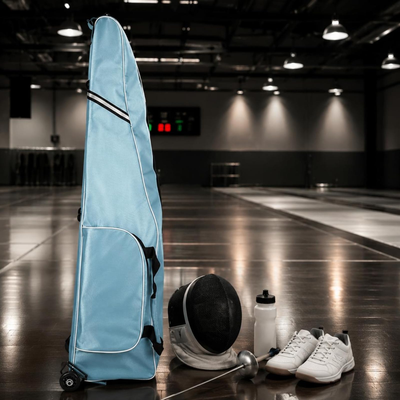 Sacca da Scherma con Ruote Leggera Borsa Porta Spada e Maschera Scomparti Multipli Attrezzatura Sportiva per Adulti, Bambini