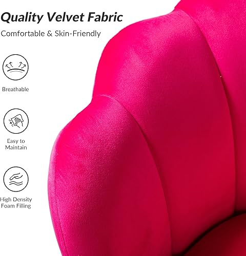 Miniatura 122 de HULALA HOME Moderno sofá biplaza de terciopelo con respaldo en forma de flor, cómodo sofá tapizado de 2 plazas con patas de metal dorado, sofá