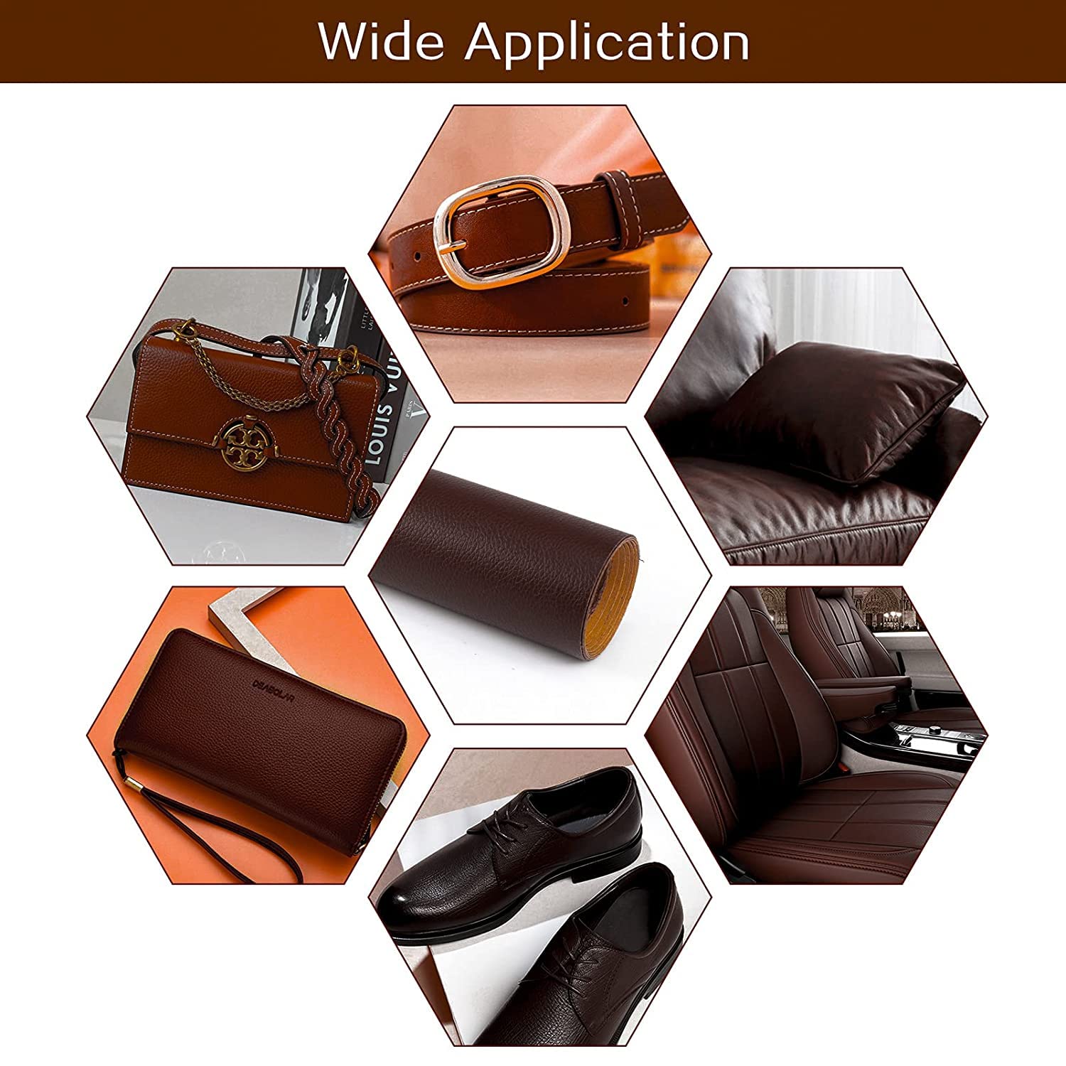 HomeFast HomeFast Artificial PU Leather Patches Faux Synthetic Leather Fabric Self Adhesive for Sofa, Car Seats, Handbags, Jackets Repair Patches Sticky DIY Material, 60x30cm (Pack of 2) 4
