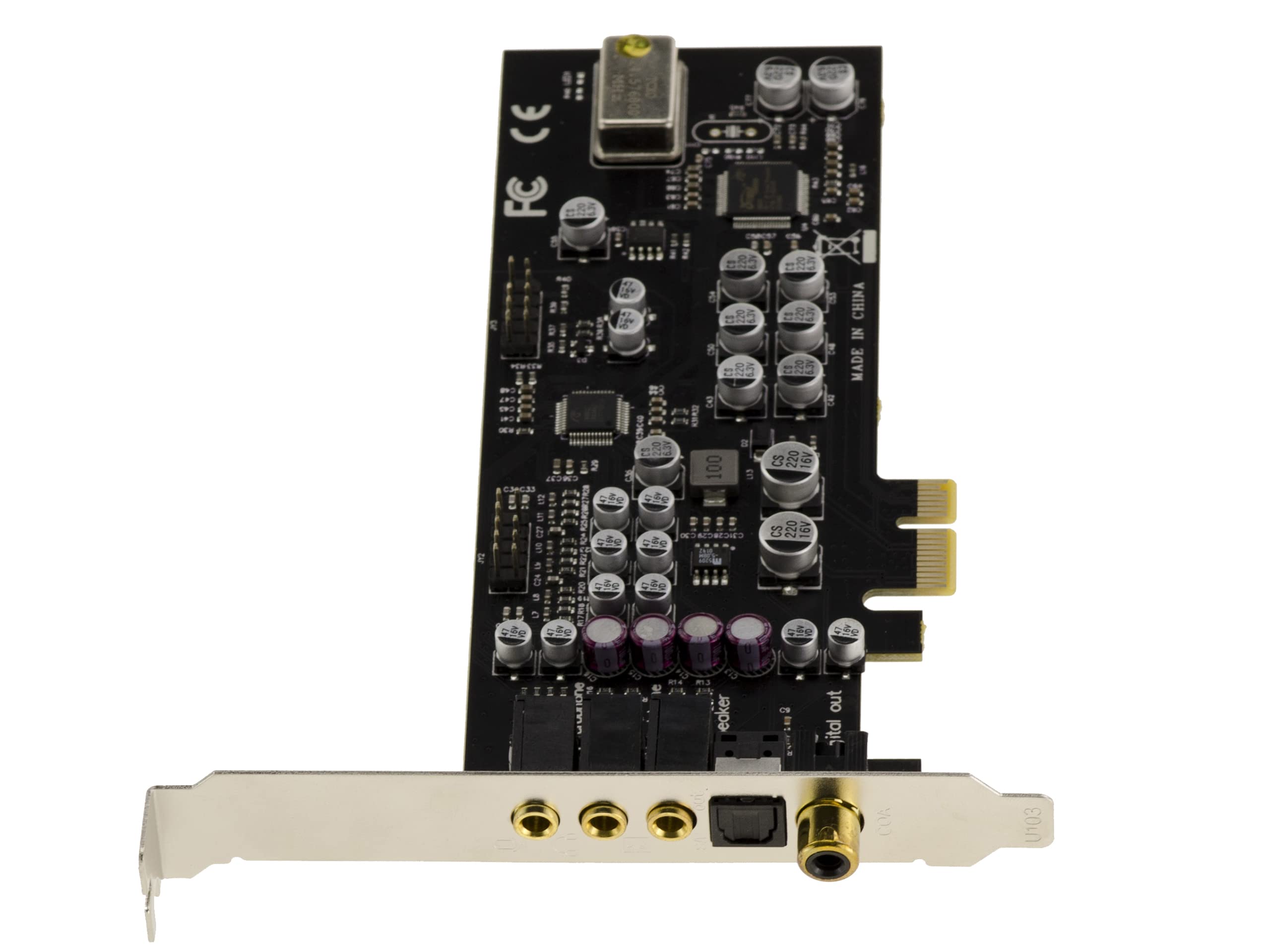 KALEA-INFORMATIQUE 7.1 HD HiFi-Soundkarte 24 Bit 192KHz 100db auf PCIe-Port mit Cmedia Oxygen CM8828 / CM9882A Chipsatz - High und Low Profile.