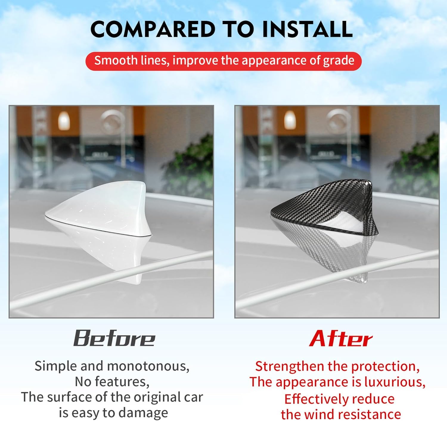 Compatible with Antenna Cover Shark Fin Trim Hood Carbon Fiber Automotive Roof Aerials for Lexus LS ES NX LX is CT RC UX LM RX (Black)