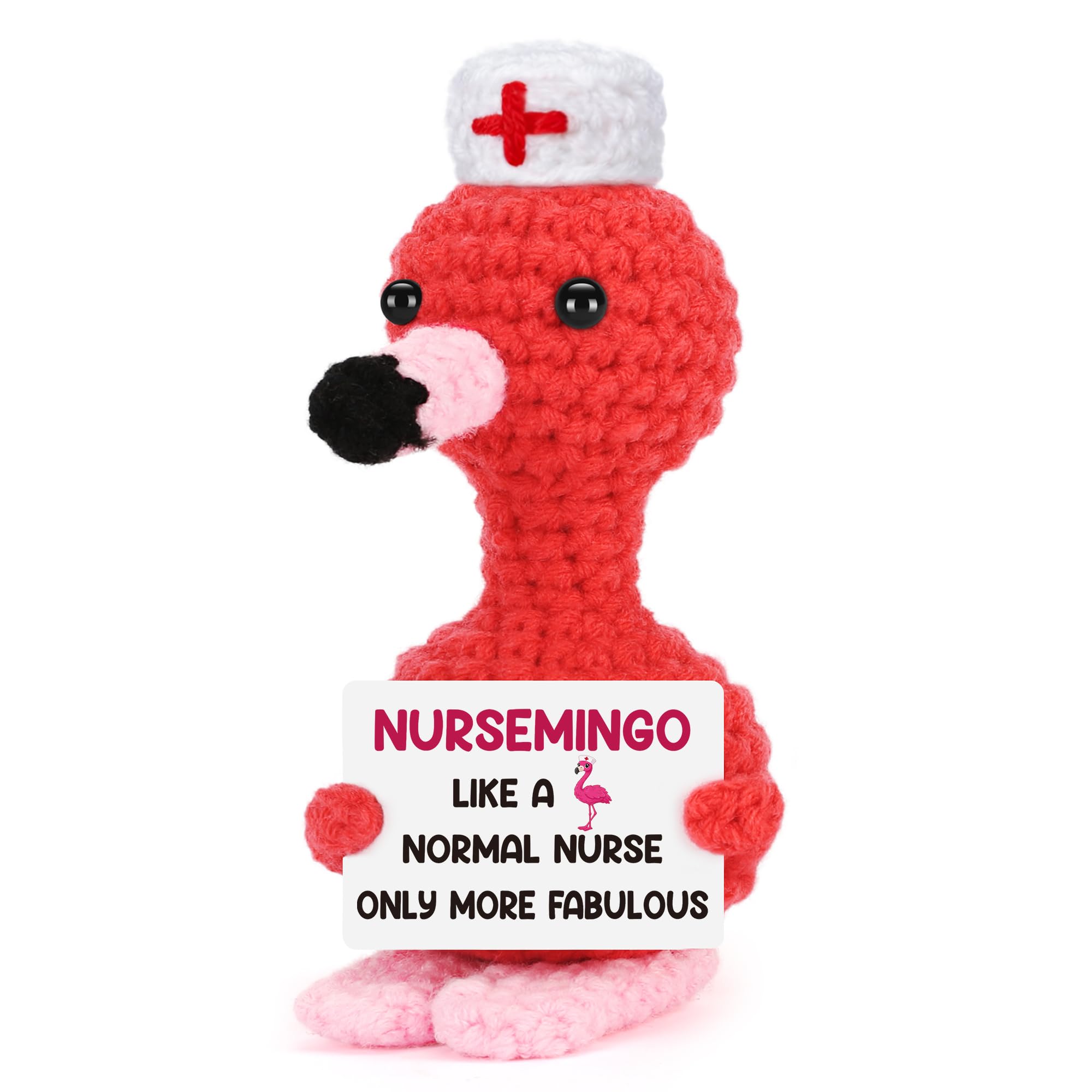 BdayPtion Nurses Appreciation Gifts for Women, Nurses Week Gifts for RN Thank You Gift for Practitioner LPN Nurse Graduation Gift for Nursing School Students Handmade Crochet Flamingo Presents