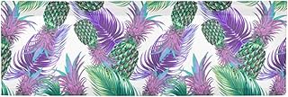 Tropical Seamless Green Pineapples, Green and Purple Palm Leaves Window Kitchen Curtain, Window Curtain Panel, Short Curtains for Home kitchen Living Room Bedroom Cafe Hotels Decor 54 x 18 inch