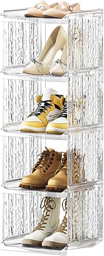 Miniatura 8 de HAIXIN Zapatero vertical para armario, organizador modular de zapatos de 5 niveles para entrada de puerta delantera, armario de almacenamiento de