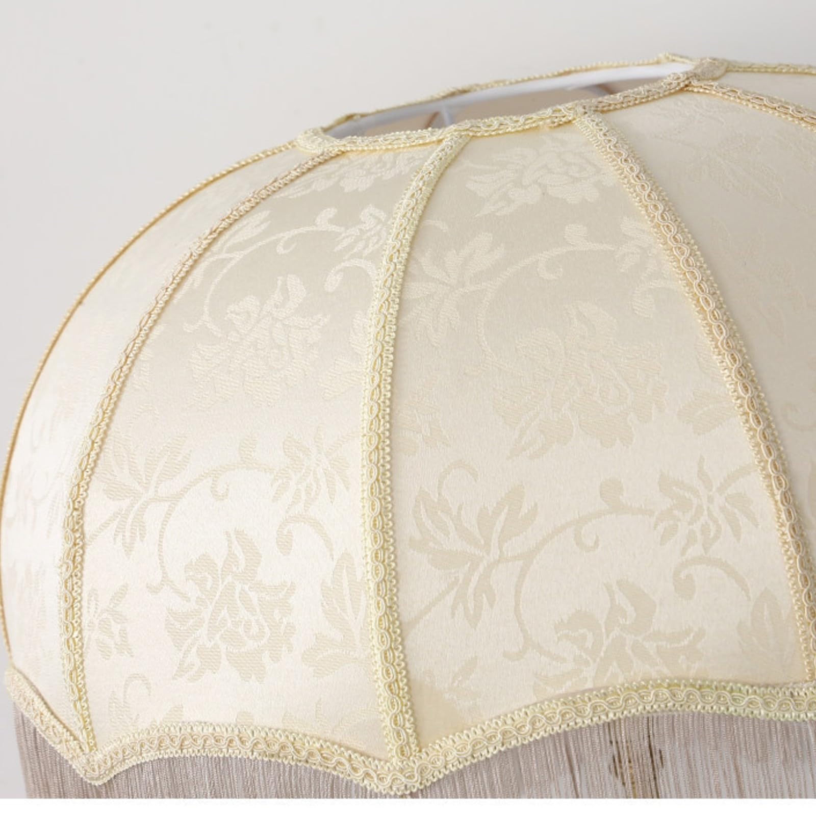 Pantalla Lámpara con Ribete Clásica Bor Festoneado, Pantalla Lámpara con Borlas, Retro, para Dormitorio, Beige, 40cm
