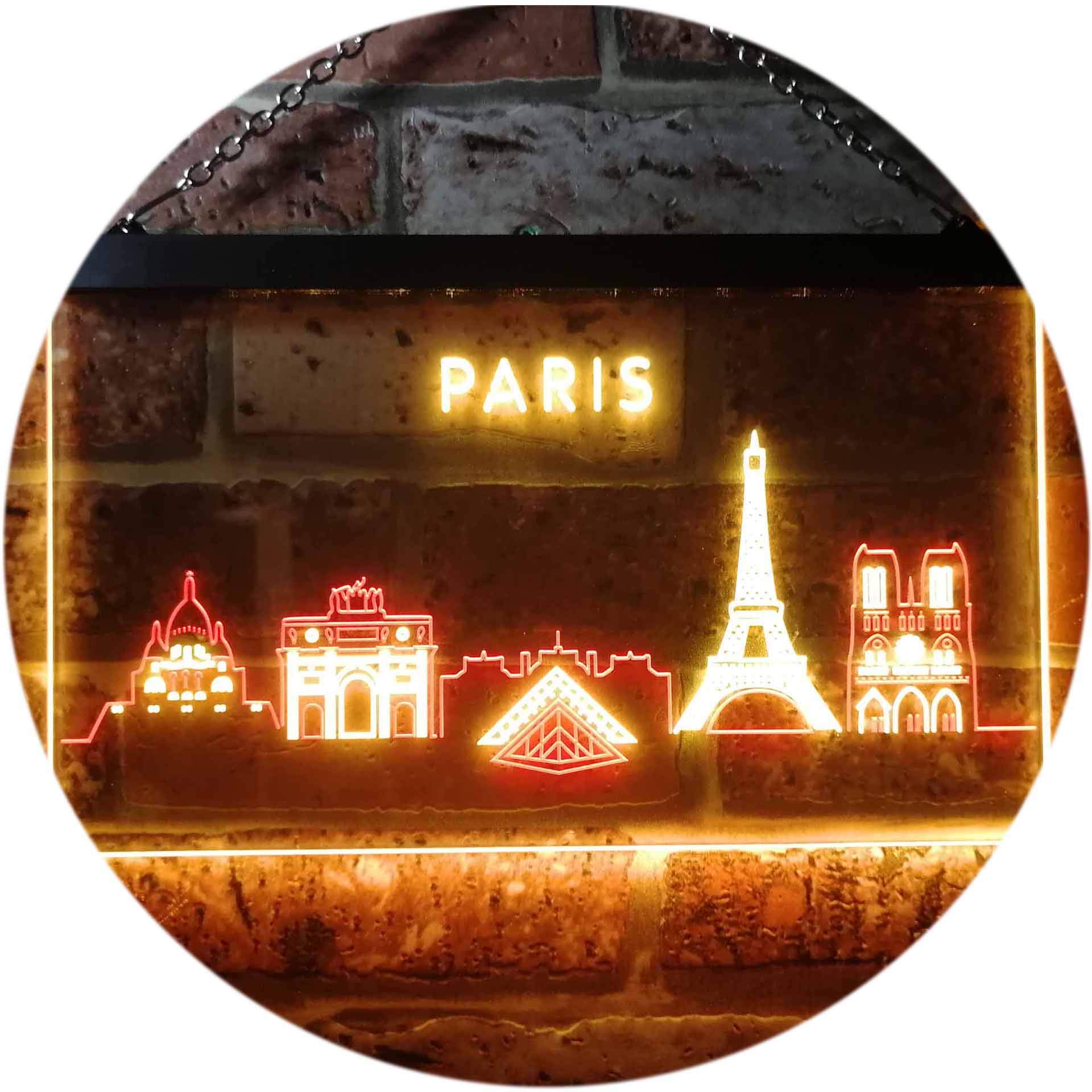 ADVPRO Paris City Skyline Silhouette Dual Color LED Neon Sign Red & Yellow 600 x 400mm st6s64-i3276-ry