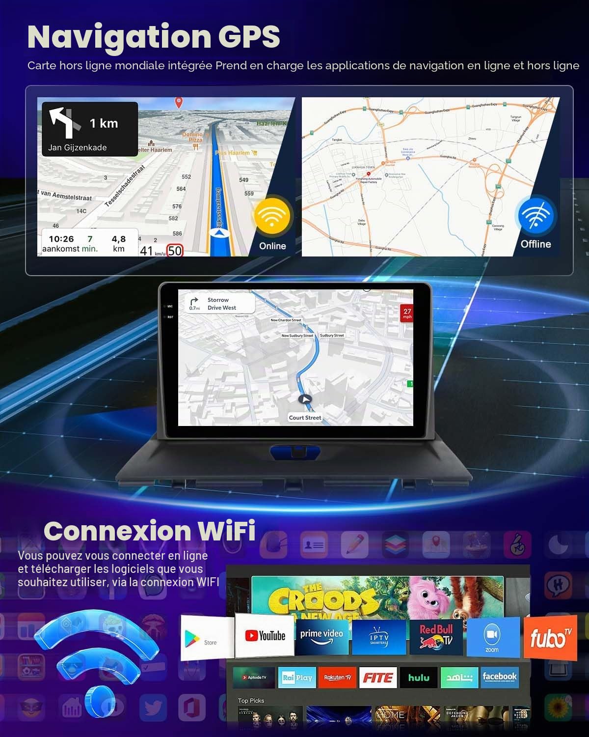 NHOPEEW Autoradio 4+64G pour Citroen Jumpy/Peugeot Expert/Toyota Proace/Fiat Scudo 2007-2016 avec Carplay sans Fil et Android Auto - Prise en Charge WiFi GPS Commandes au Volant + Caméra de recul