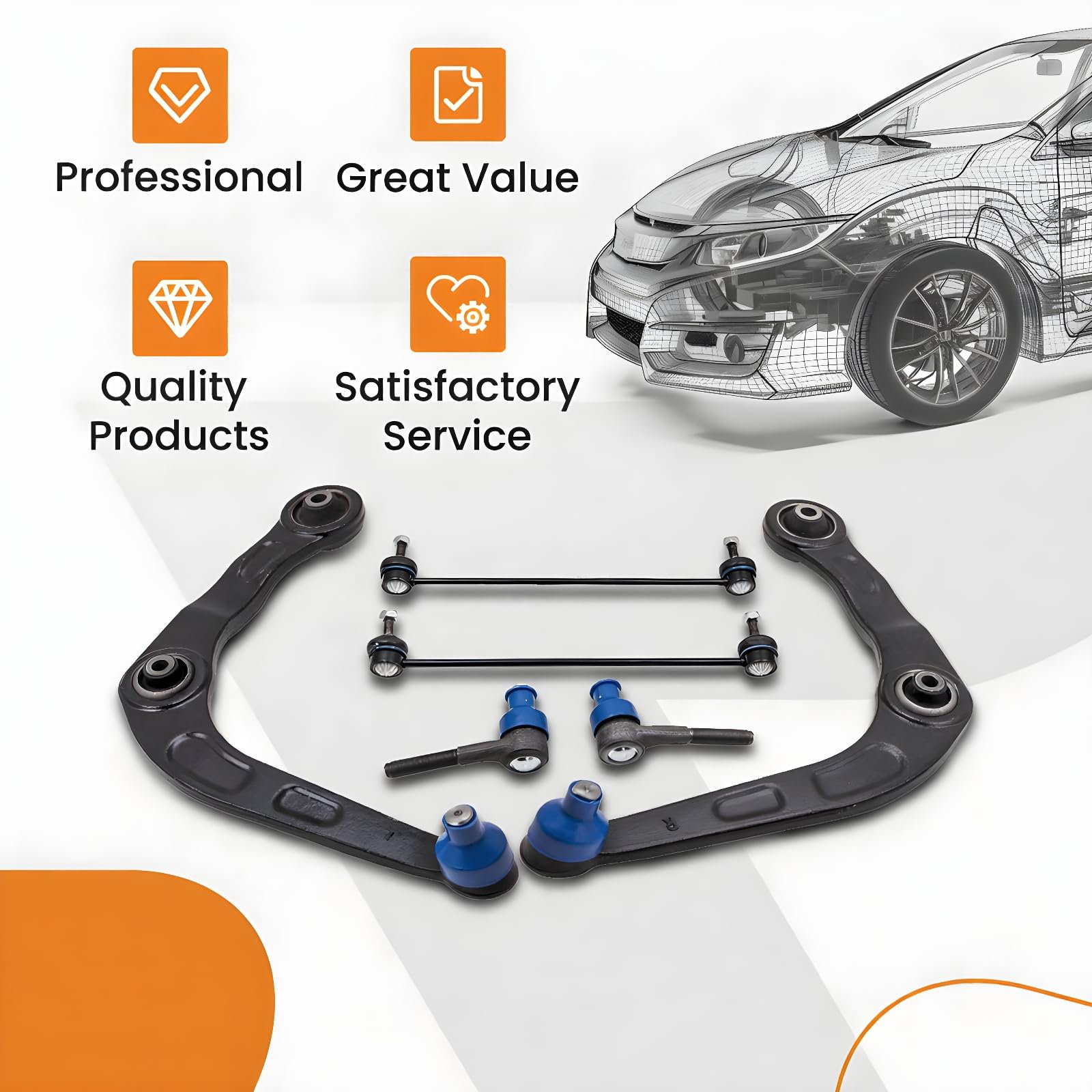 maXpeedingrods Kit de 6 bras de suspension + biellette de direction Pour 206 3520G8