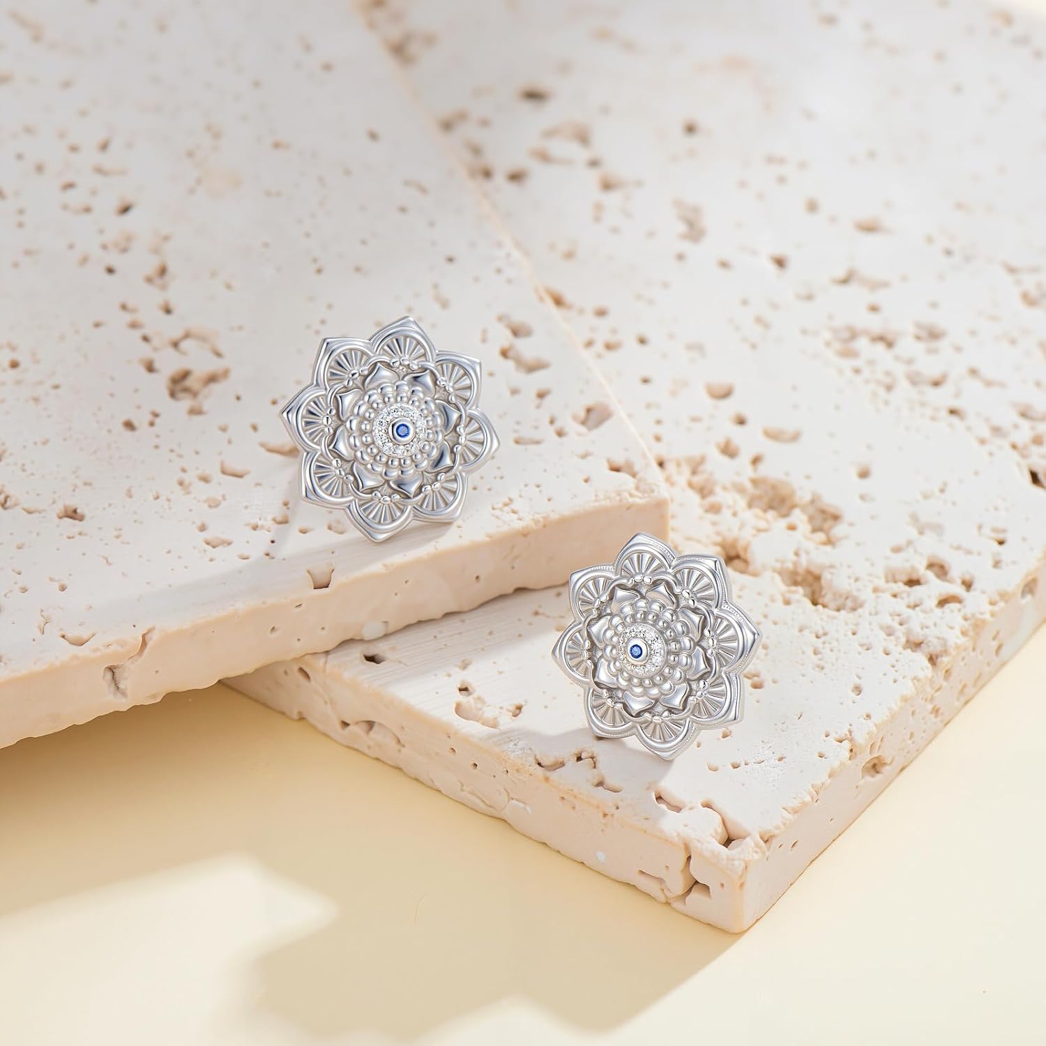 PEIMKO Evil Eye Earrings 925 Sterling Silver Lotus Evil Eyes Protection Devil Stud Earrings for Women - Image 3