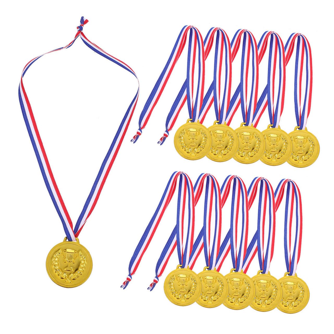 iplusmile Medaglie per Bambini Oro, 50 Pezzi, in Lega di Zinco con Nastro, per Competizioni e Feste, Premio Sportivo Versatile