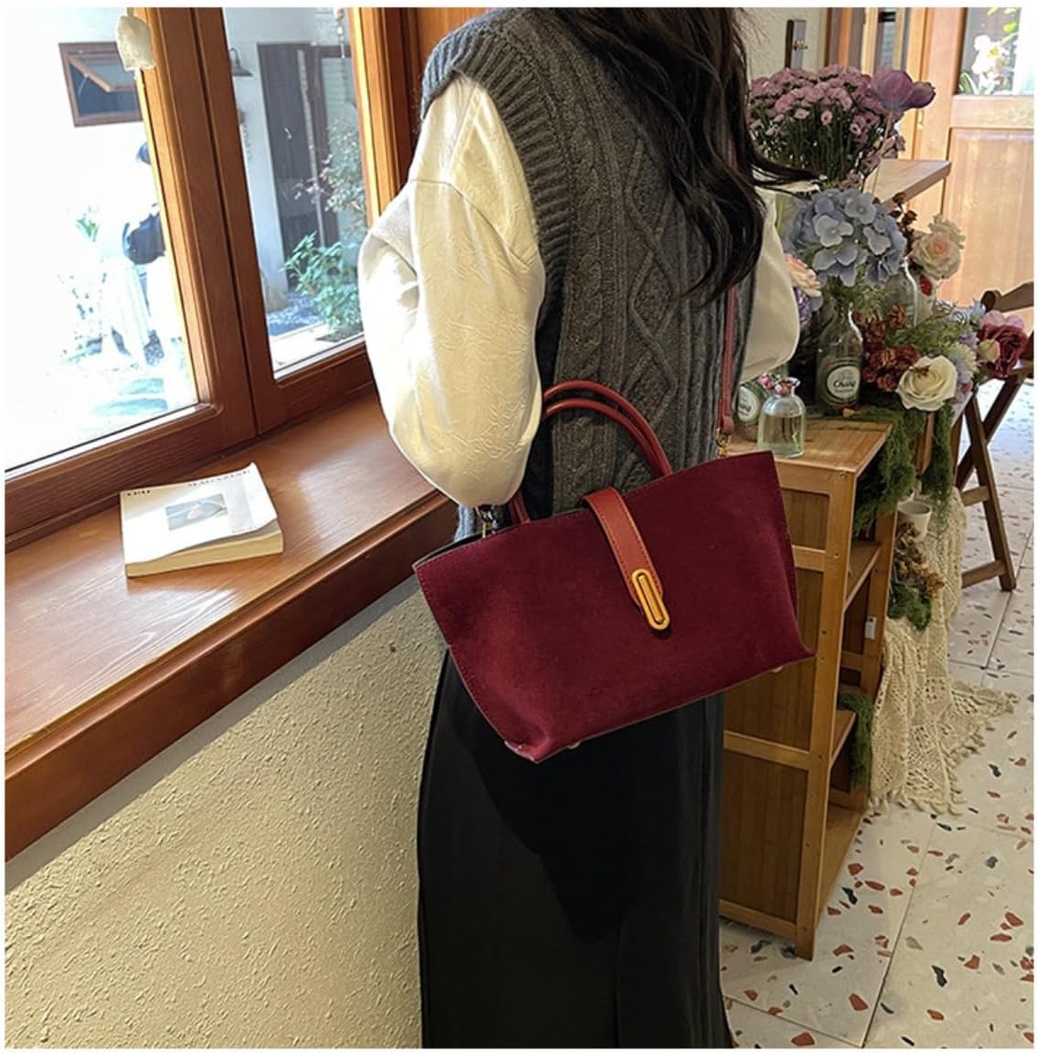 small leather crossbody handbags vintage bucket bags for women elegant shoulder bag with a small purse - Image 2