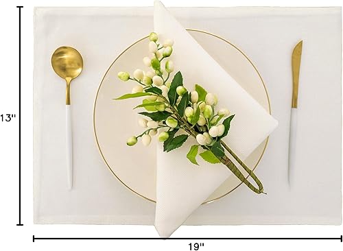 Miniatura 8 de Spring Garden Home Manteles individuales de tela blanca para mesa de comedor, juego de 4 manteles individuales de lino texturizado vintage para 01 |