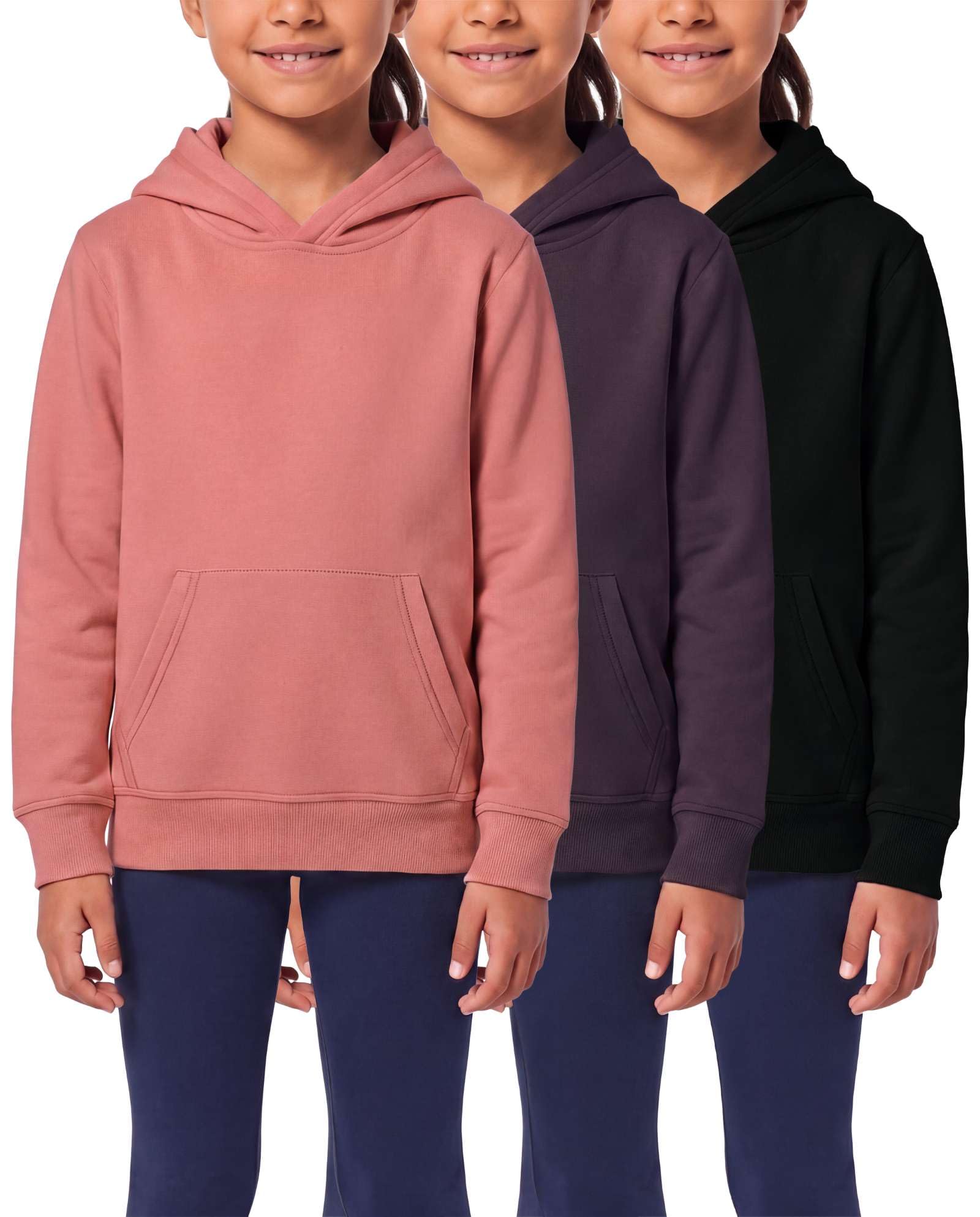 3 Pack Girls' Fleece Pullover Hoodies Sweatshirts Sweaters Kids Teens Tops