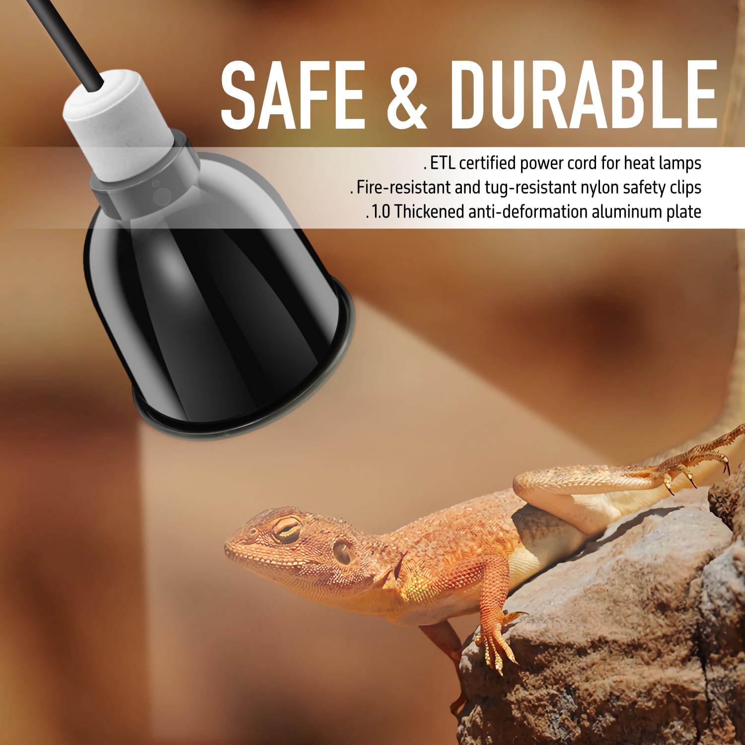 Reptile Light Fixture, 5.5'' Deep Dome for Reptile Light/Heat Lamp/UVB Light, 1-Pack 5.5 Inch Deep UVB Bulb Holder