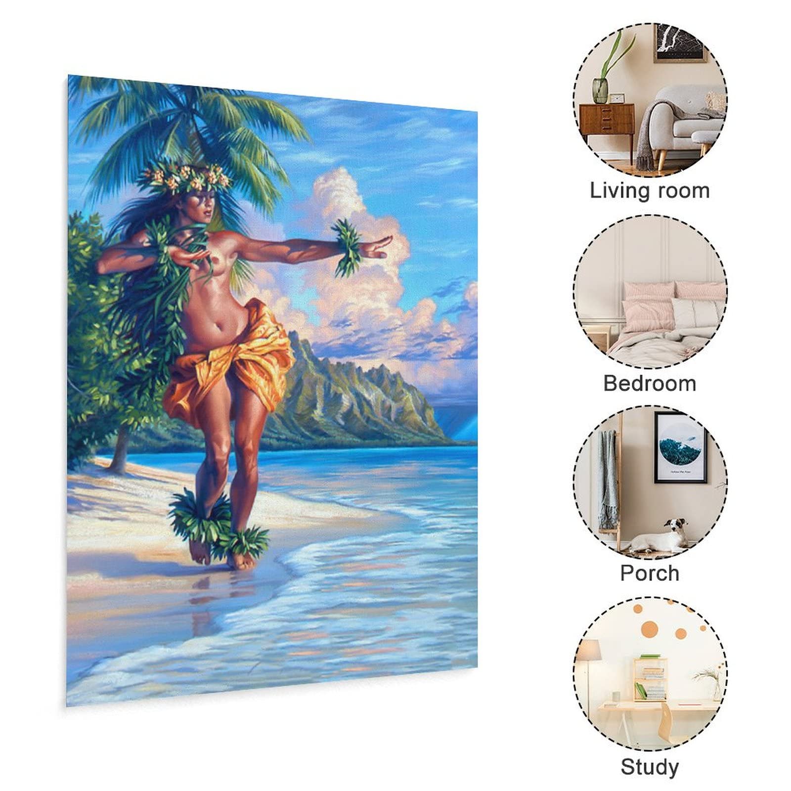 Hula Girl 限定版アート 238/250 24x30 Arte de parede vintage Hula Girl Beautiful Hawaiian Girl Poster